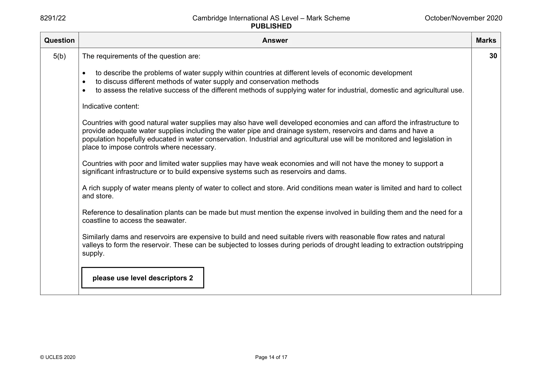 Mark scheme, page 14 of 17