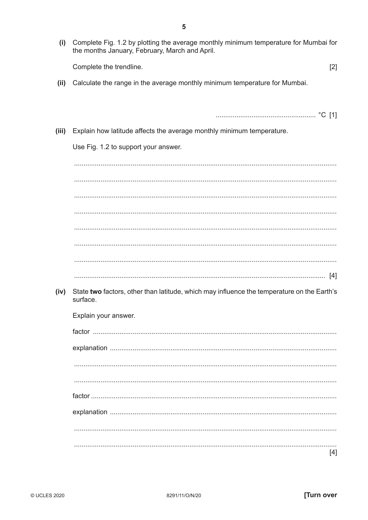 Cambridge A Level Environmental Management (AS only) 8291 2020 Oct/Nov Paper 1 · Variant 1 question paper, page 5 of 12
