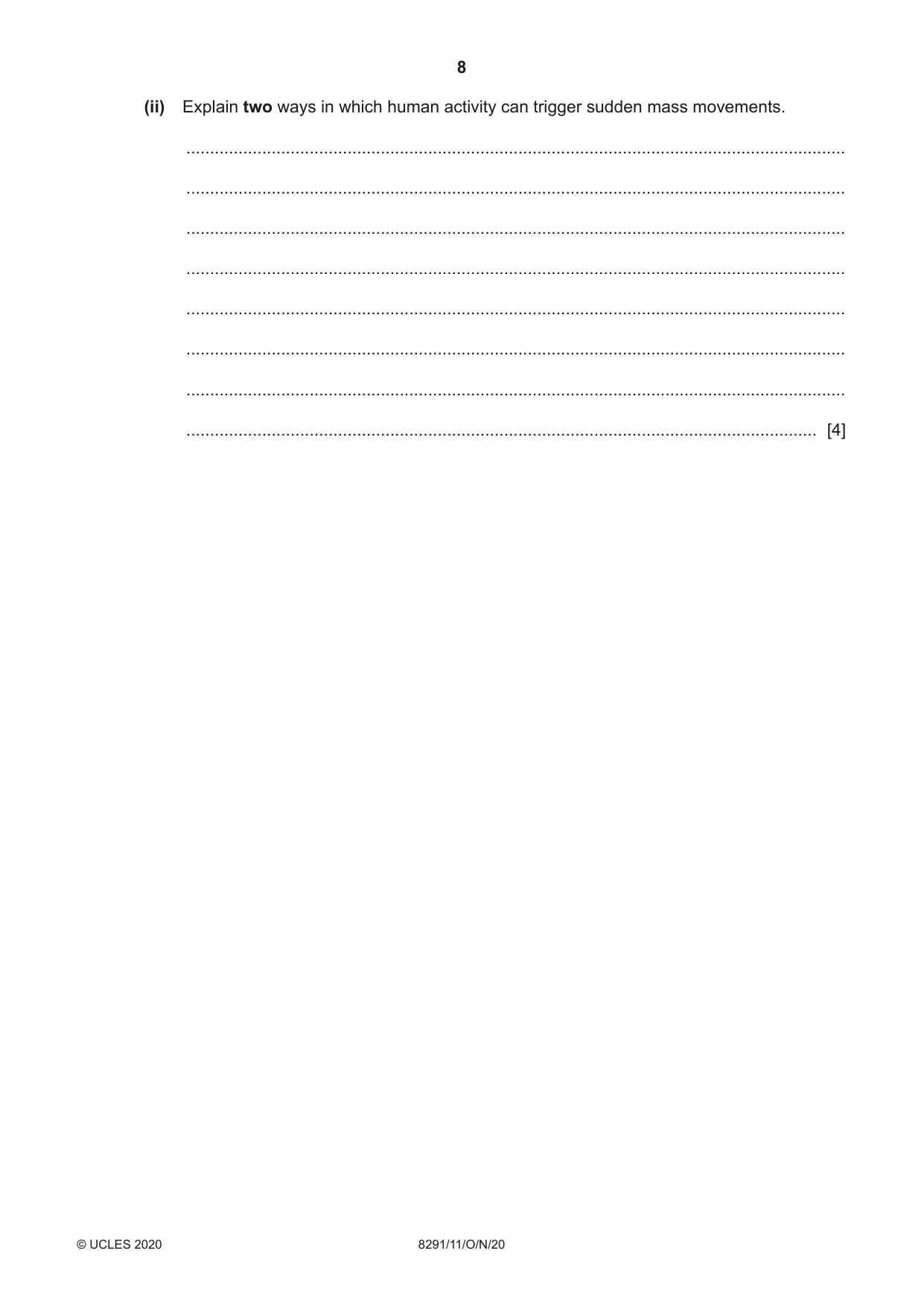 Cambridge A Level Environmental Management (AS only) 8291 2020 Oct/Nov Paper 1 · Variant 1 question paper, page 8 of 12