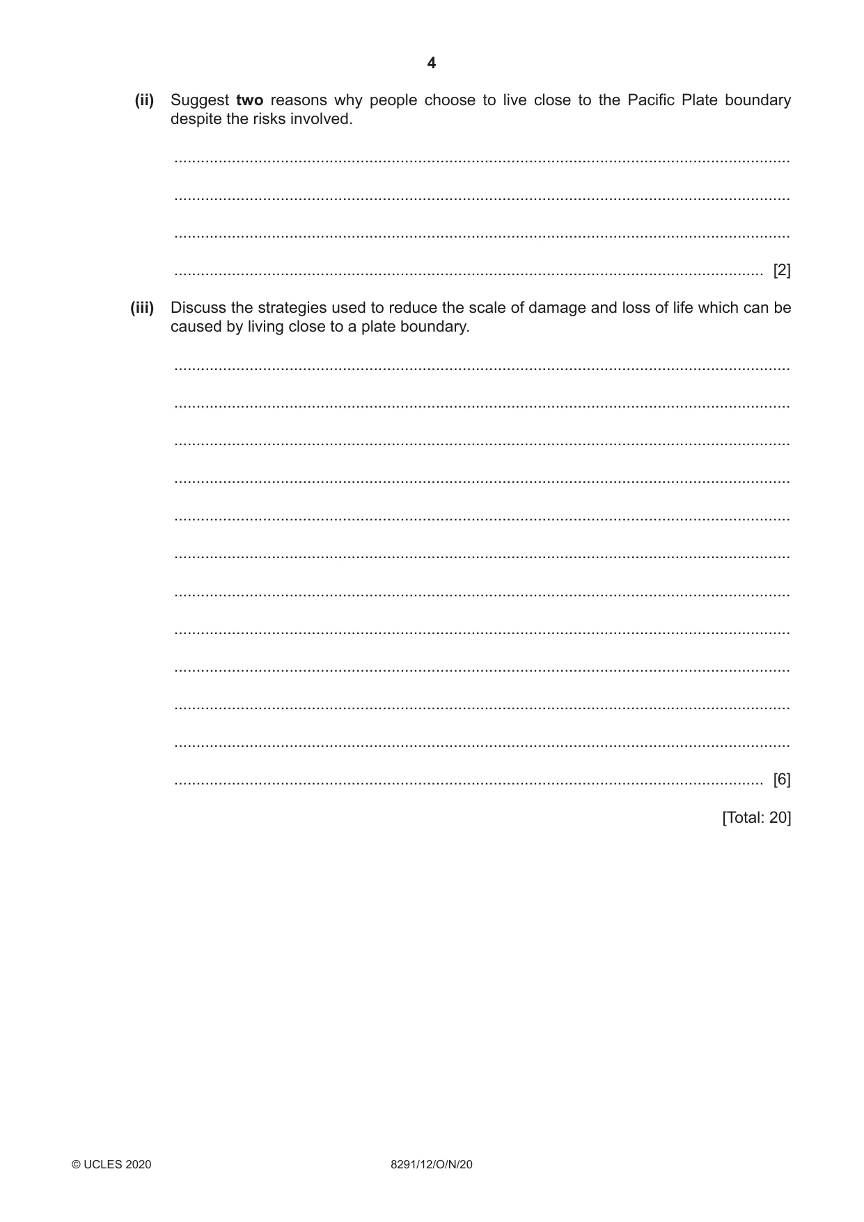 Cambridge A Level Environmental Management (AS only) 8291 2020 Oct/Nov Paper 1 · Variant 2 question paper, page 4 of 12