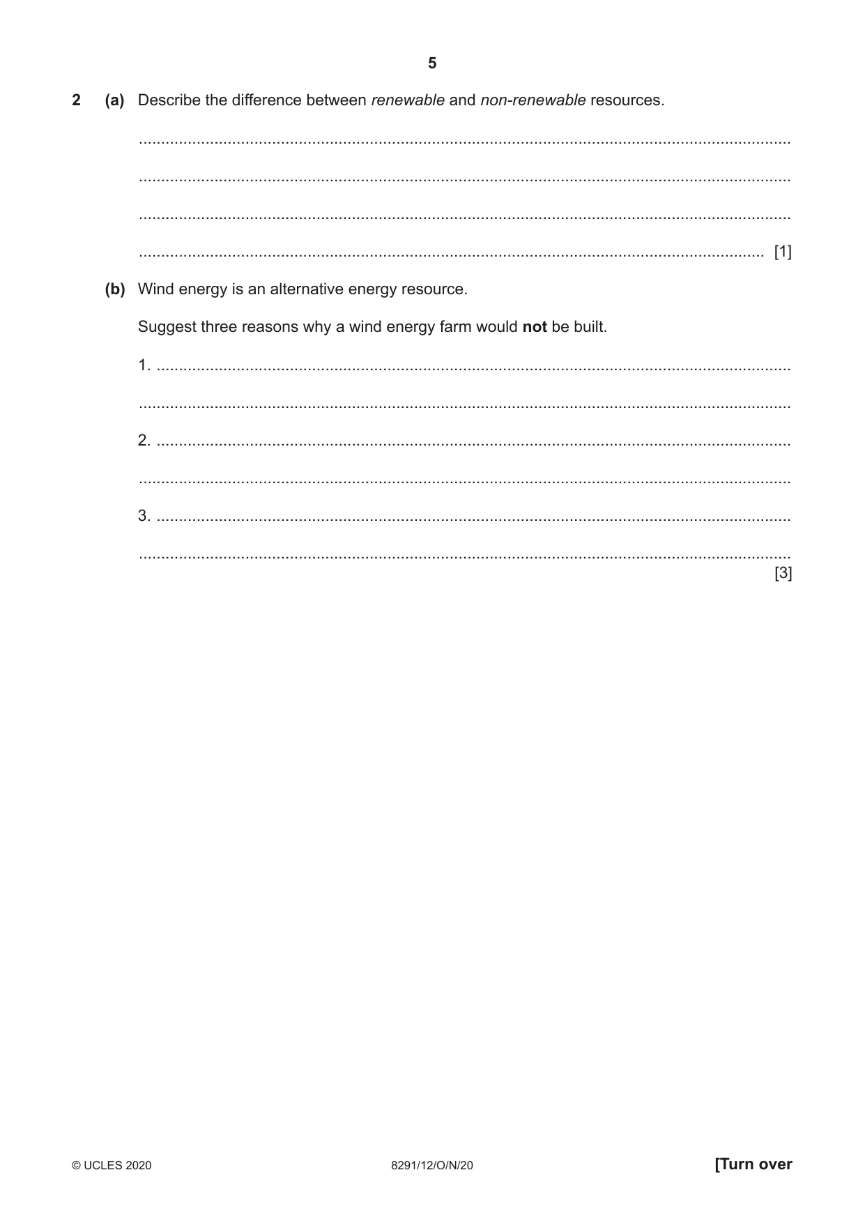 Cambridge A Level Environmental Management (AS only) 8291 2020 Oct/Nov Paper 1 · Variant 2 question paper, page 5 of 12