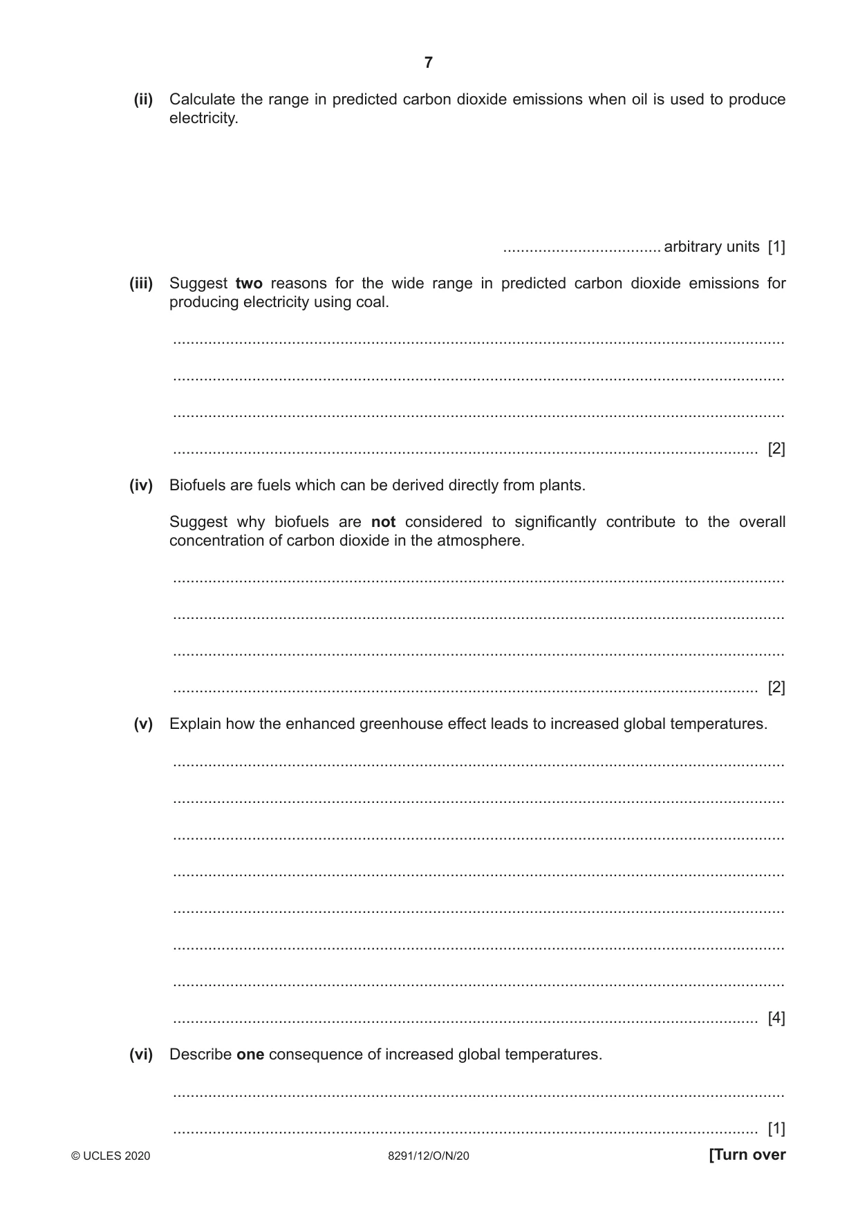 Cambridge A Level Environmental Management (AS only) 8291 2020 Oct/Nov Paper 1 · Variant 2 question paper, page 7 of 12