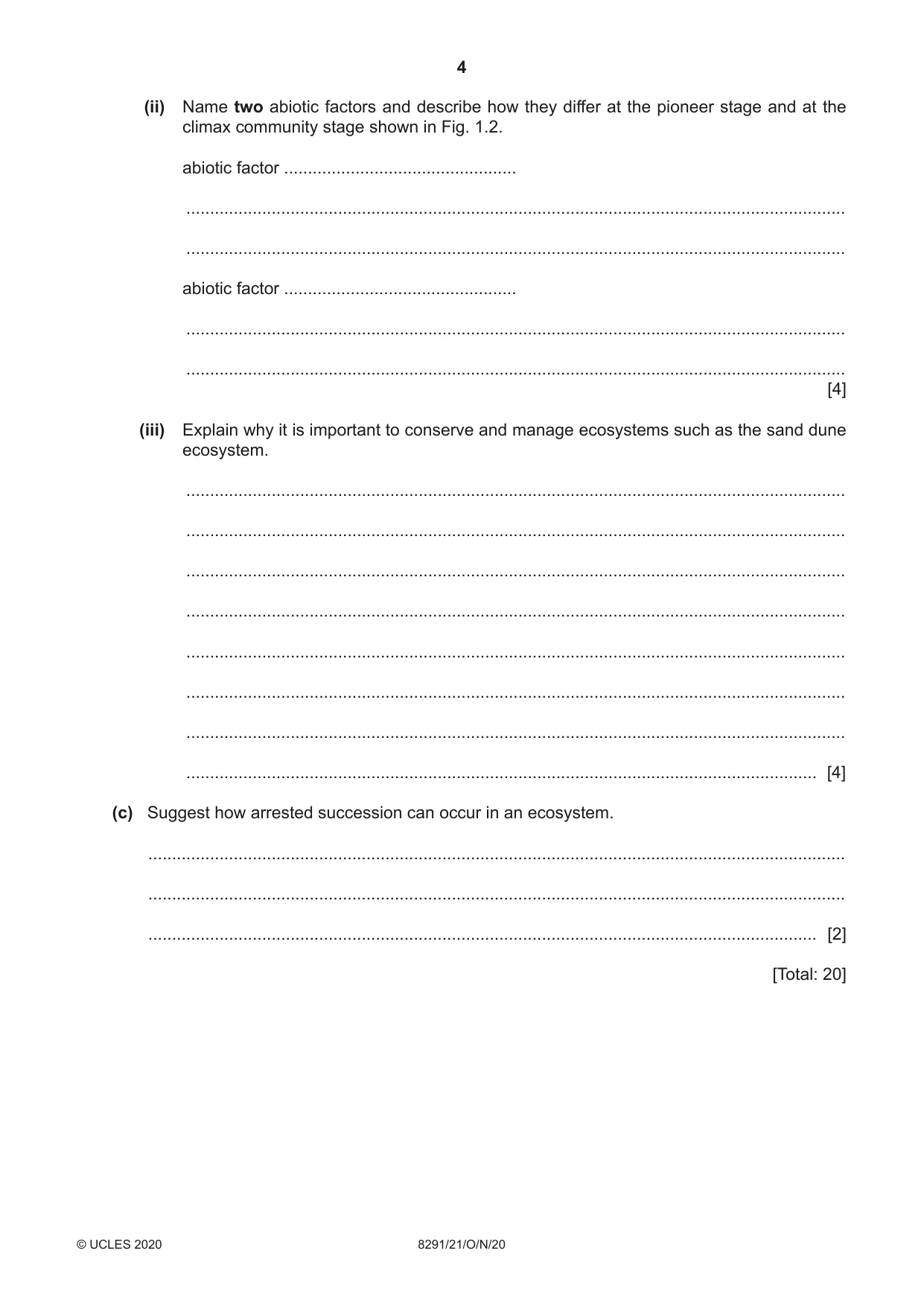 Cambridge A Level Environmental Management (AS only) 8291 2020 Oct/Nov Paper 2 · Variant 1 question paper, page 4 of 12