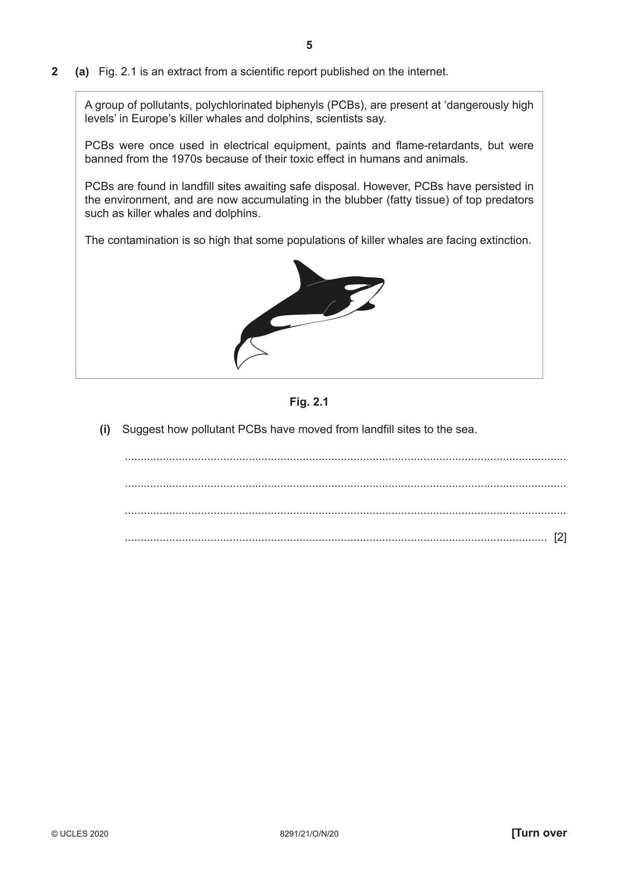 Cambridge A Level Environmental Management (AS only) 8291 2020 Oct/Nov Paper 2 · Variant 1 question paper, page 5 of 12