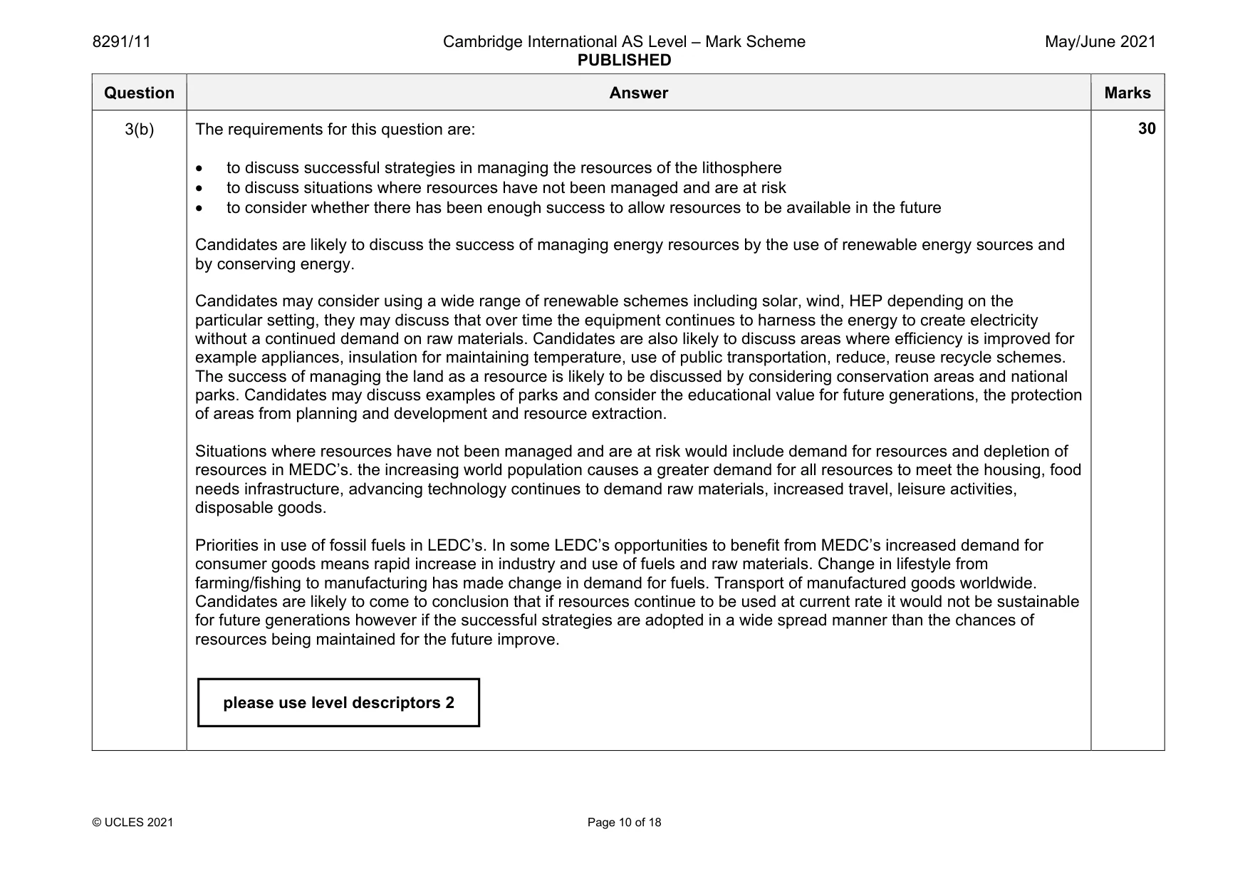 Mark scheme, page 10 of 18