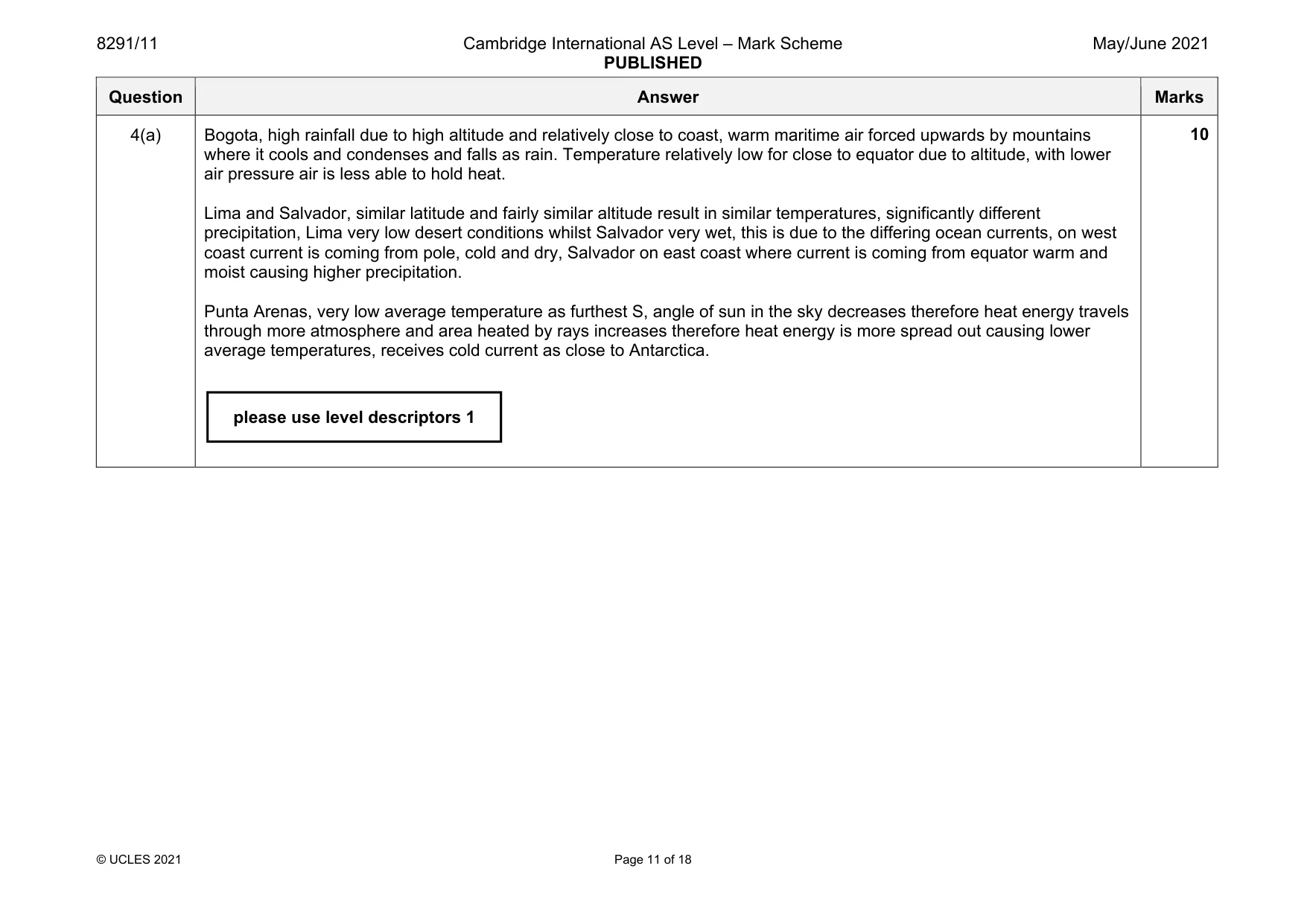 Mark scheme, page 11 of 18
