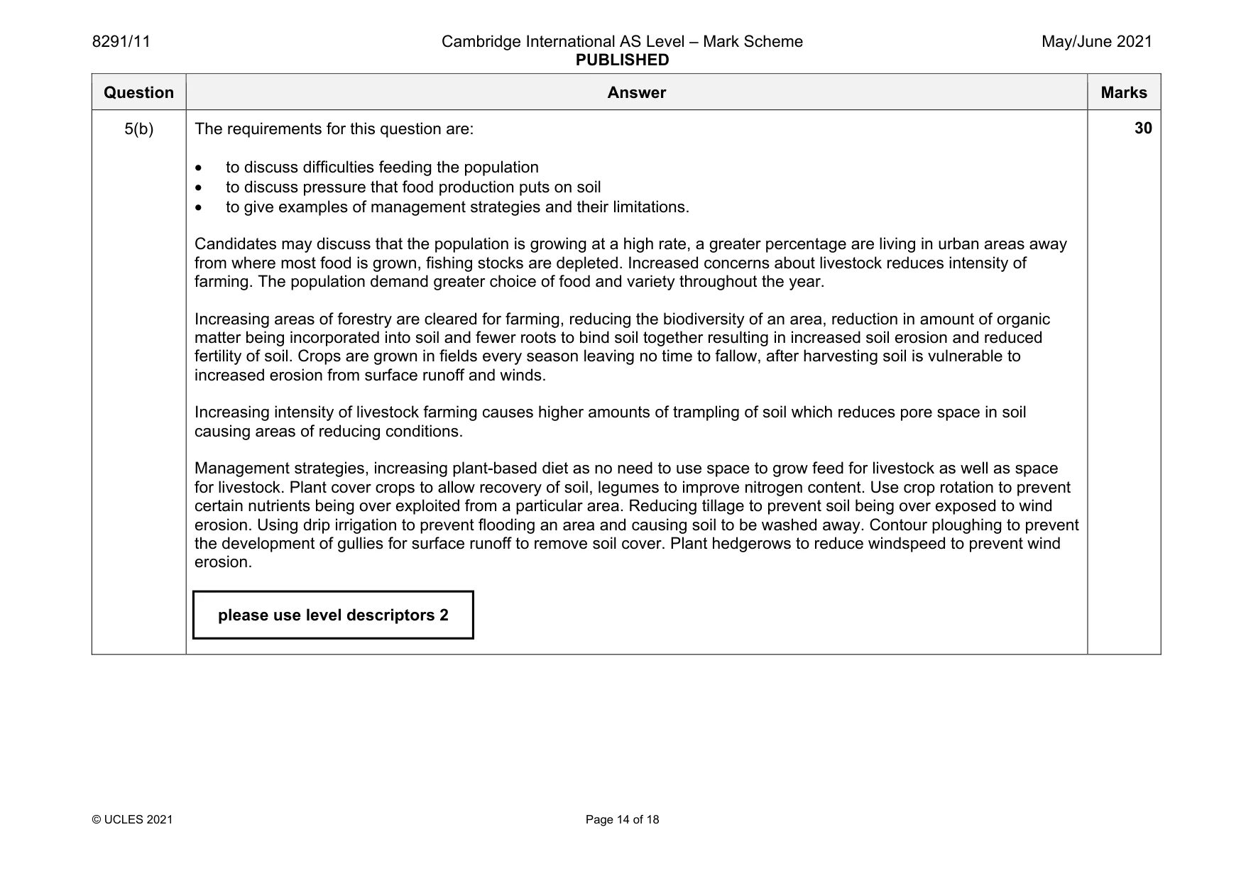Mark scheme, page 14 of 18