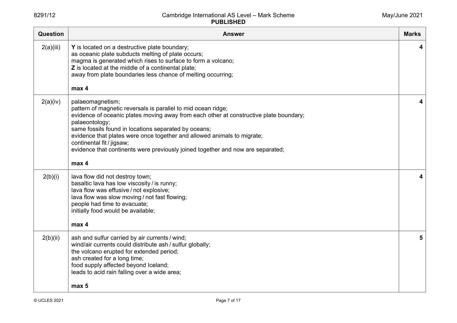 Mark scheme, page 7 of 17
