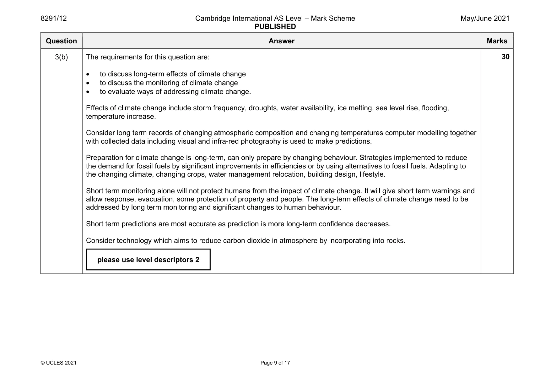 Mark scheme, page 9 of 17