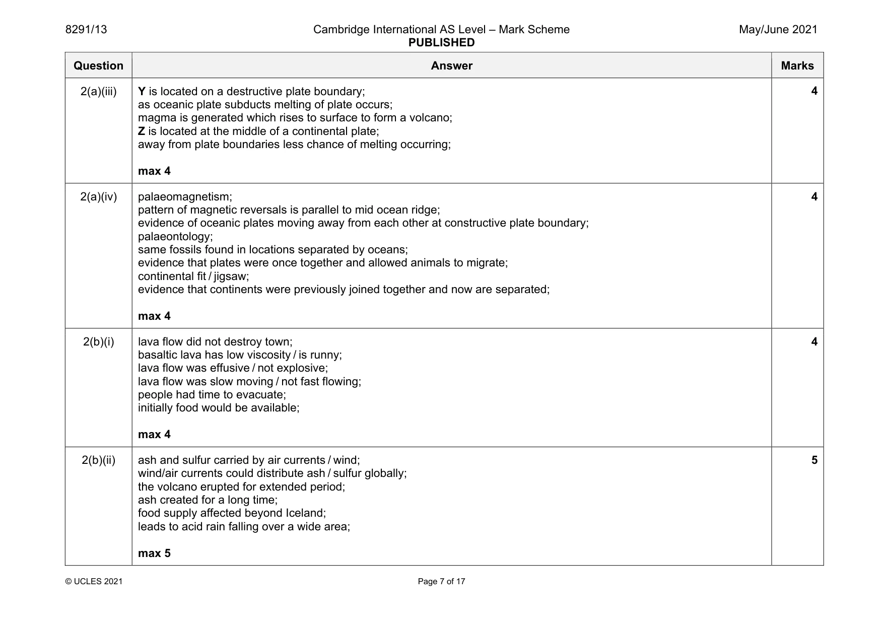 Mark scheme, page 7 of 17
