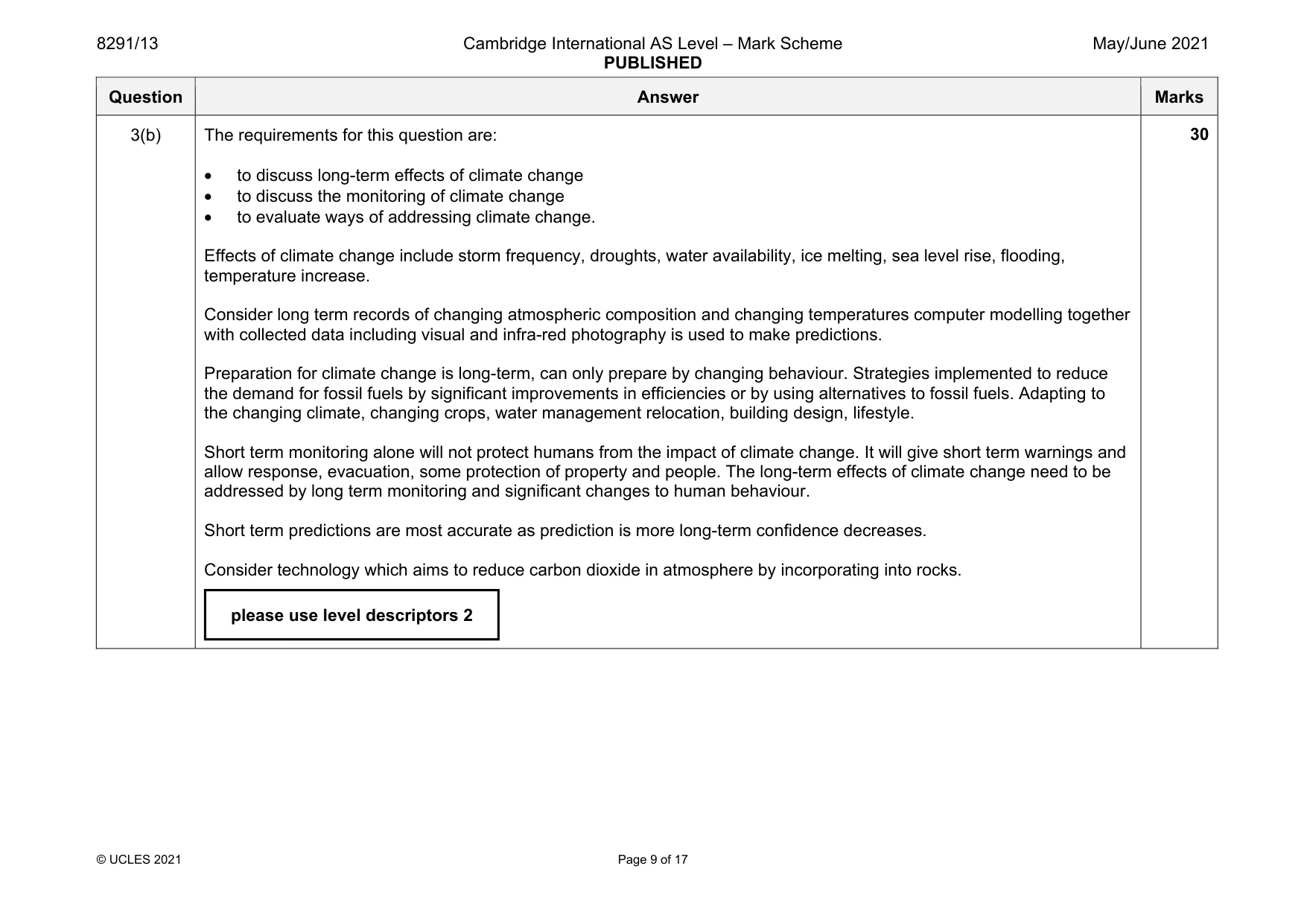 Mark scheme, page 9 of 17