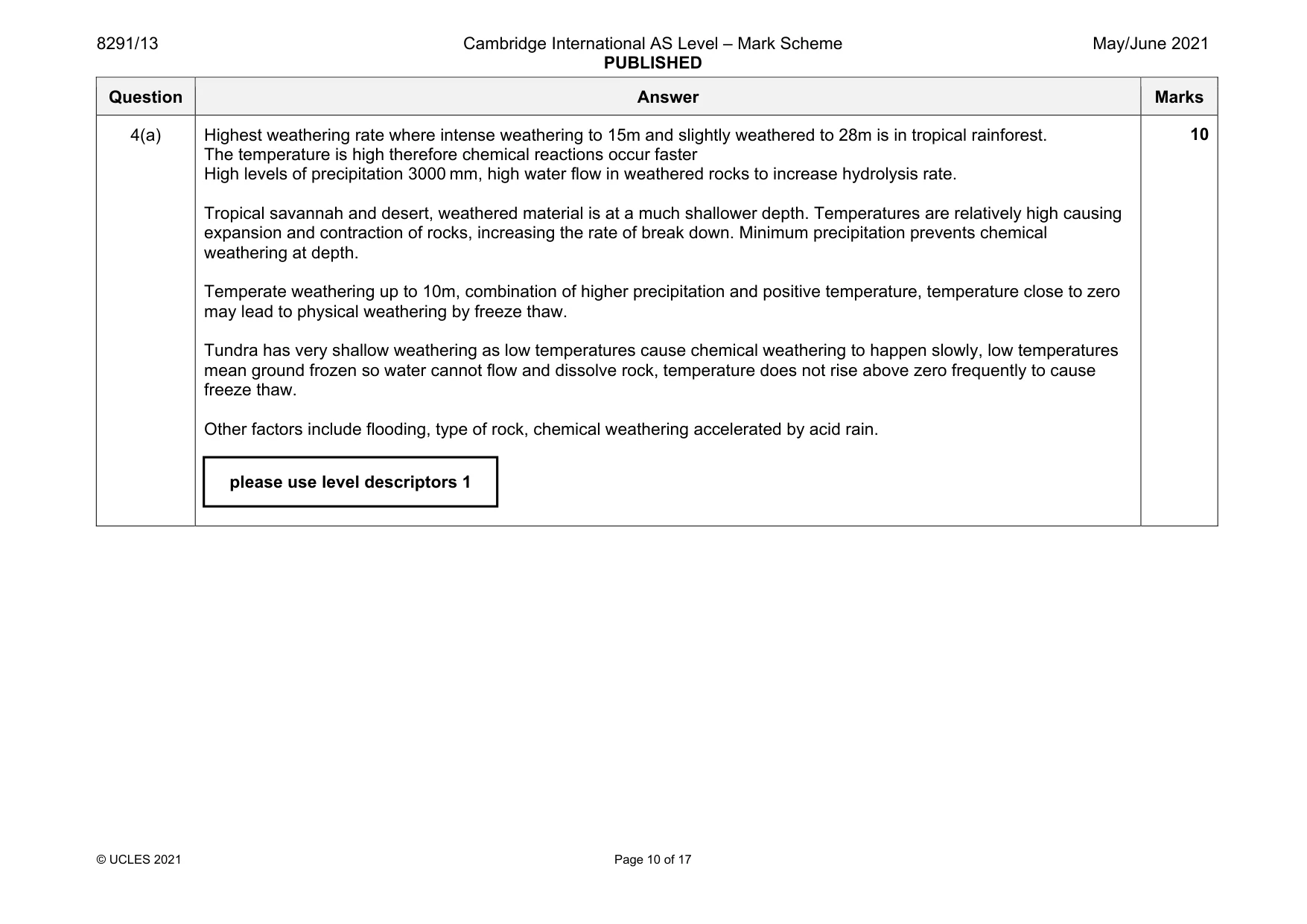 Mark scheme, page 10 of 17