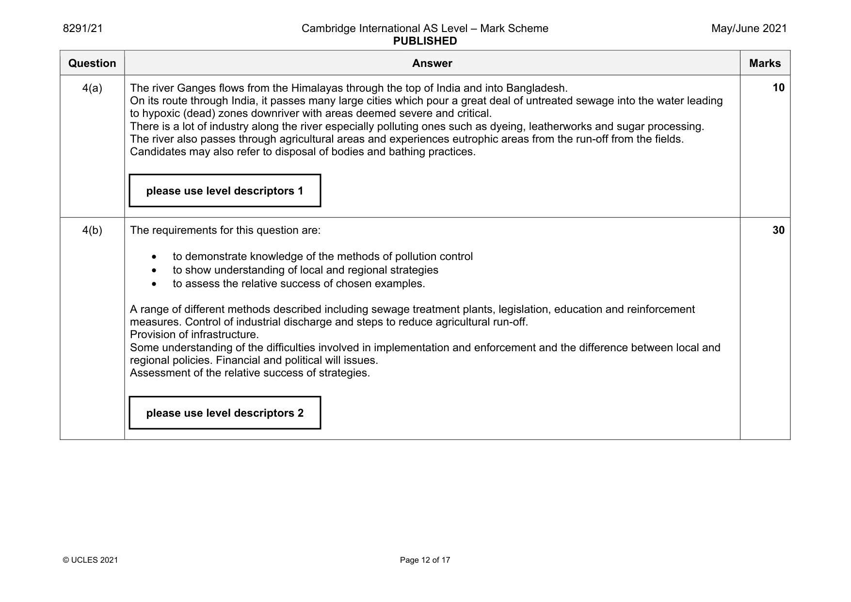 Mark scheme, page 12 of 17