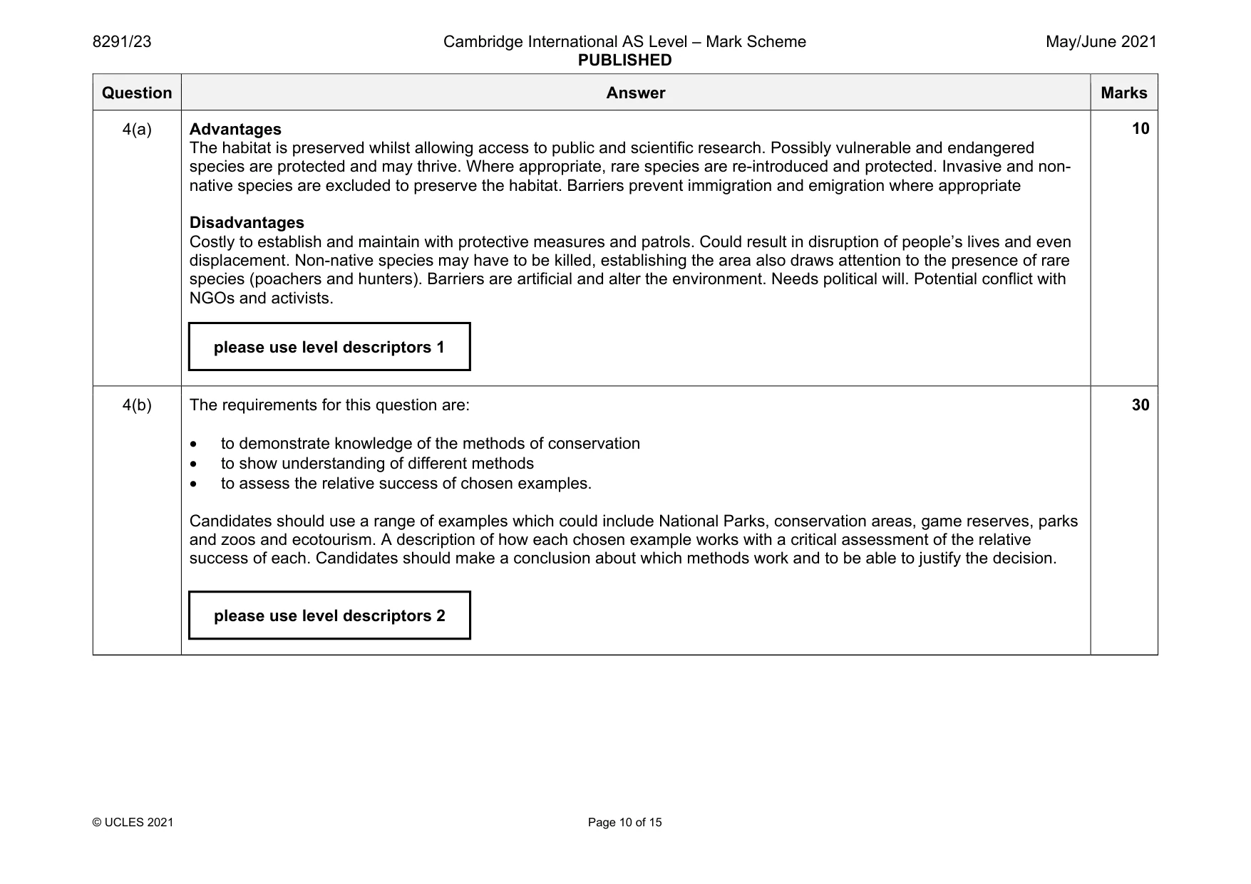 Mark scheme, page 10 of 15