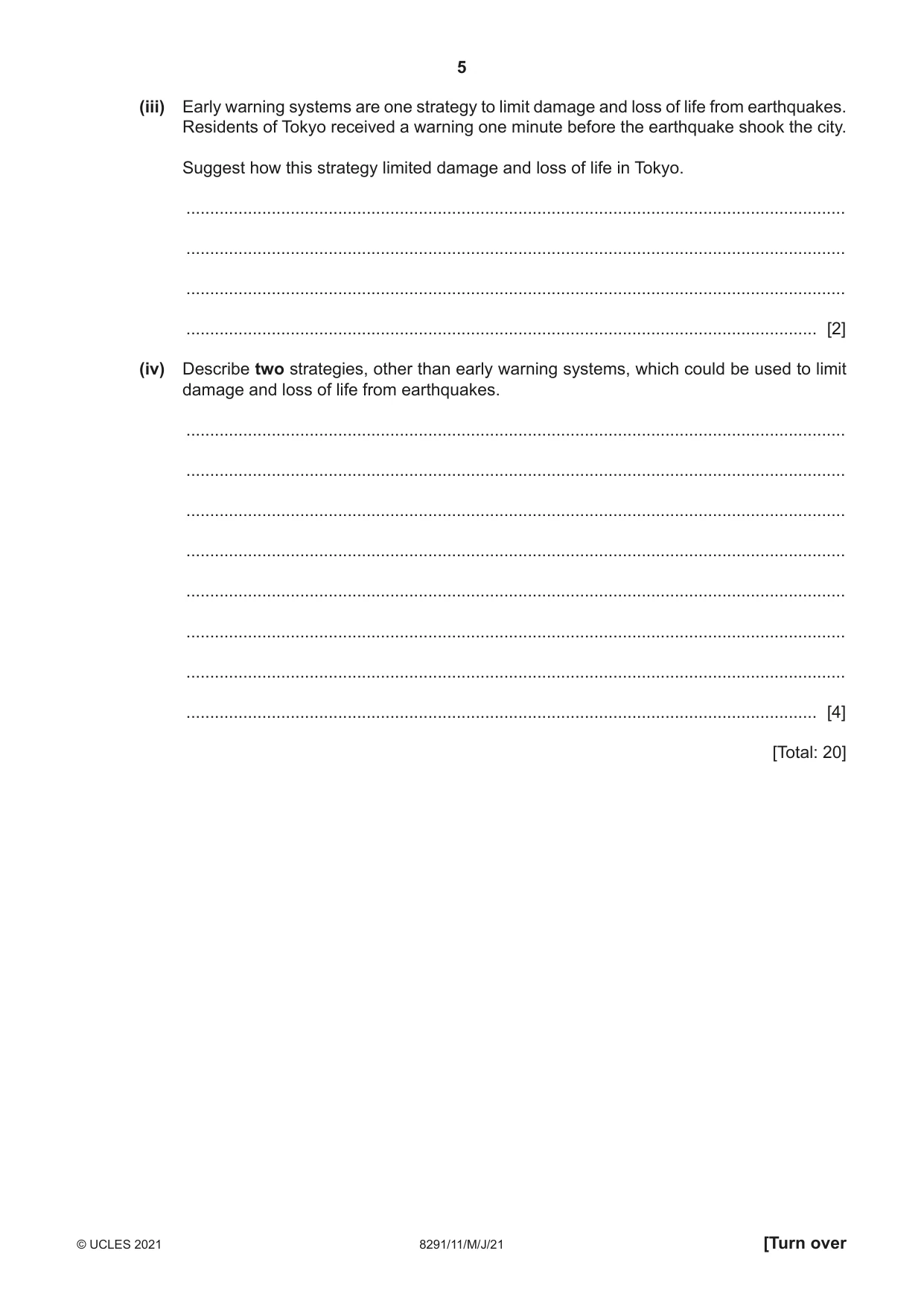 Cambridge A Level Environmental Management (AS only) 8291 2021 May/June Paper 1 · Variant 1 question paper, page 5 of 12