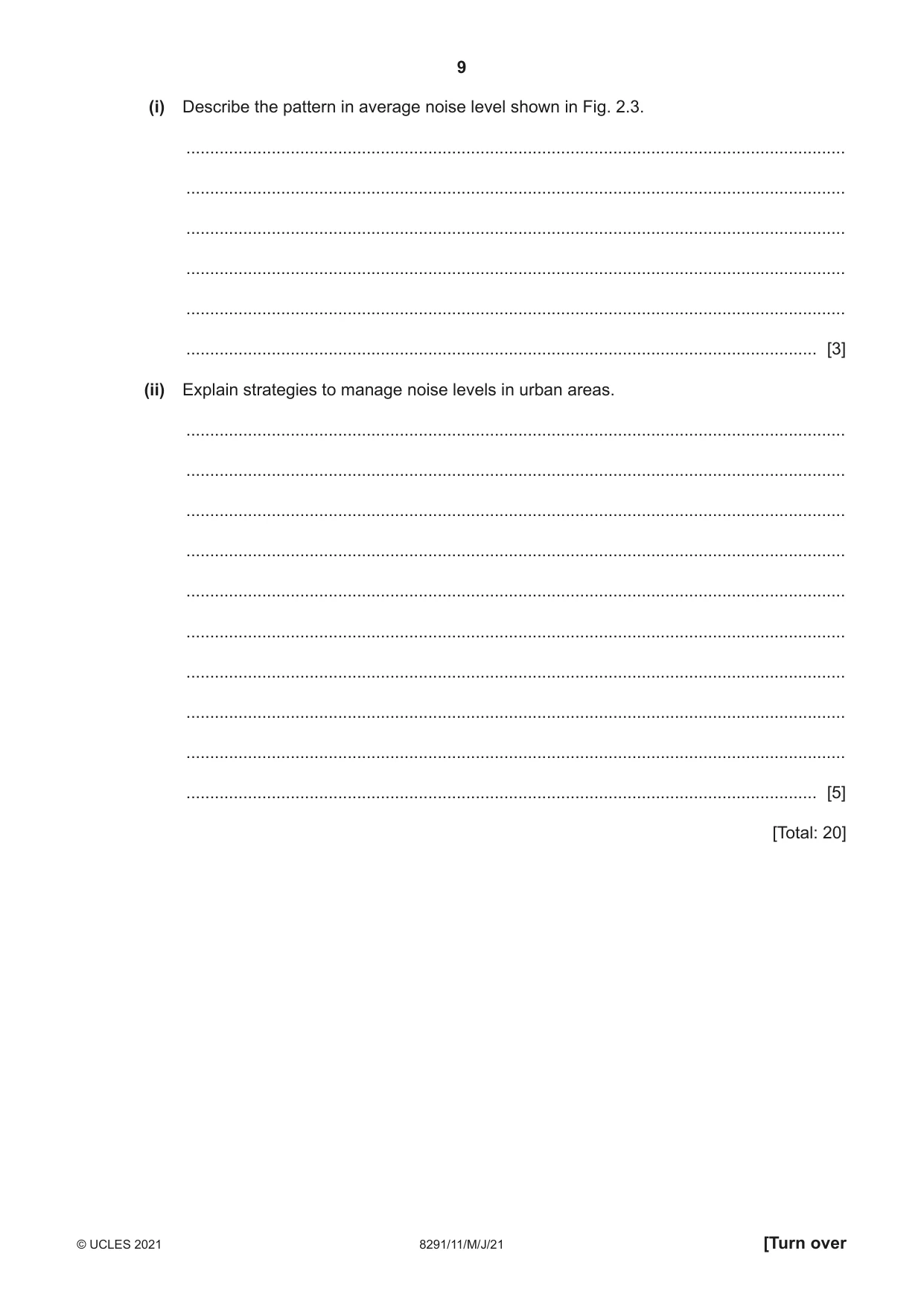 Cambridge A Level Environmental Management (AS only) 8291 2021 May/June Paper 1 · Variant 1 question paper, page 9 of 12