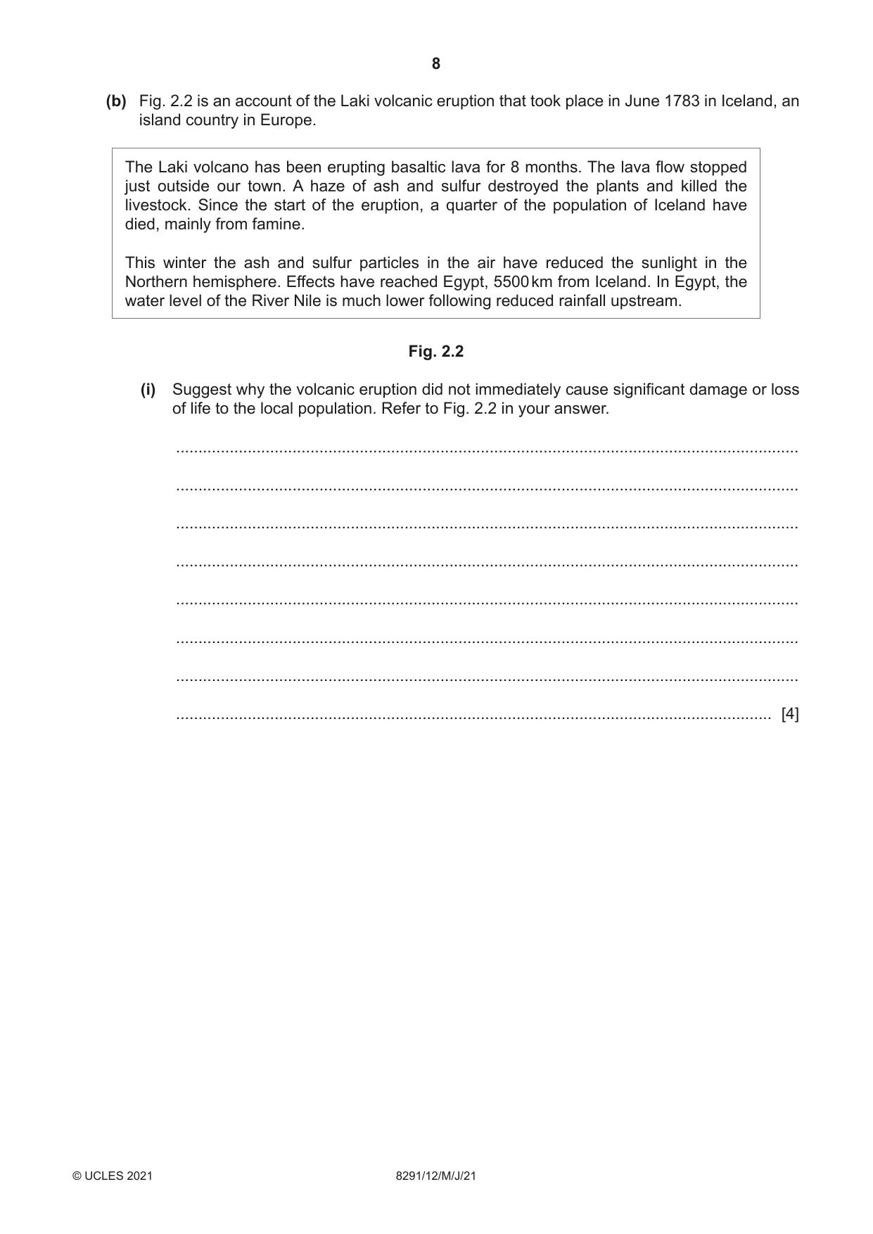 Cambridge A Level Environmental Management (AS only) 8291 2021 May/June Paper 1 · Variant 2 question paper, page 8 of 12