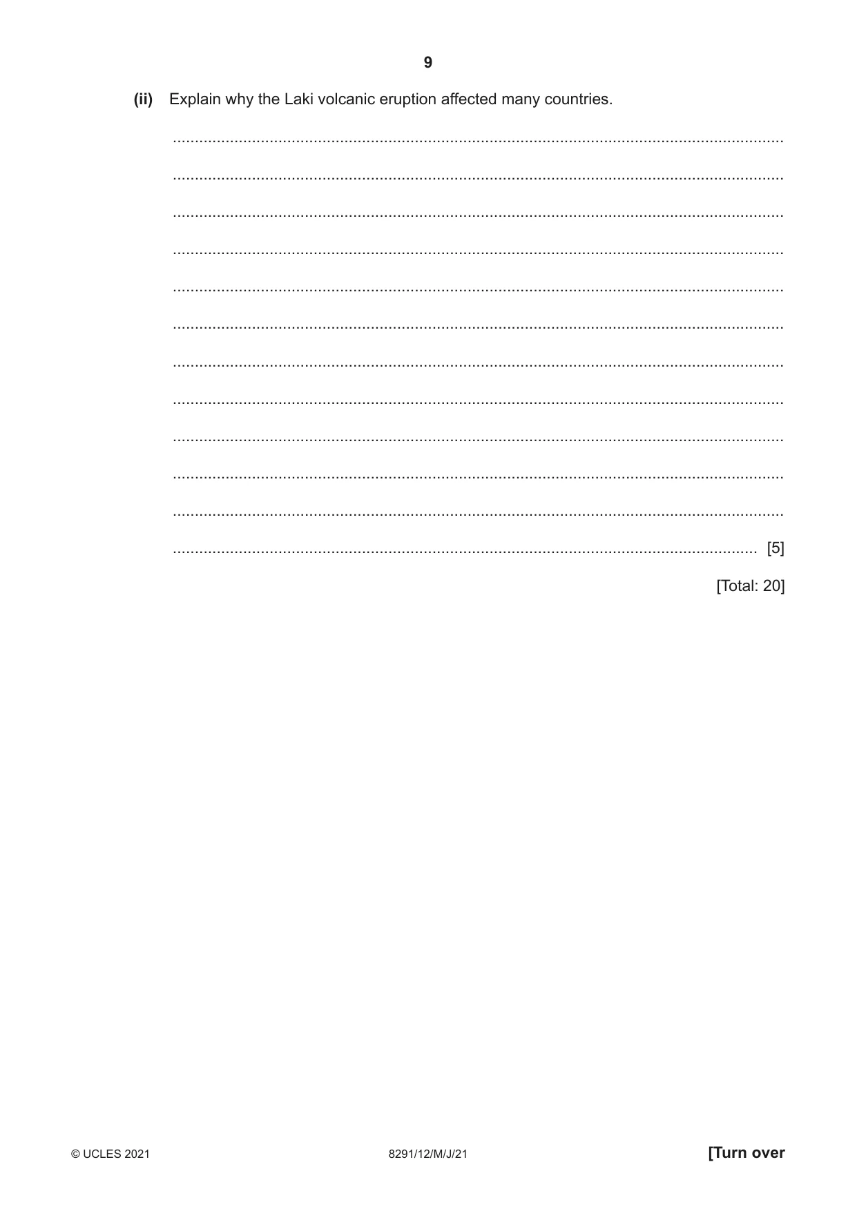 Cambridge A Level Environmental Management (AS only) 8291 2021 May/June Paper 1 · Variant 2 question paper, page 9 of 12