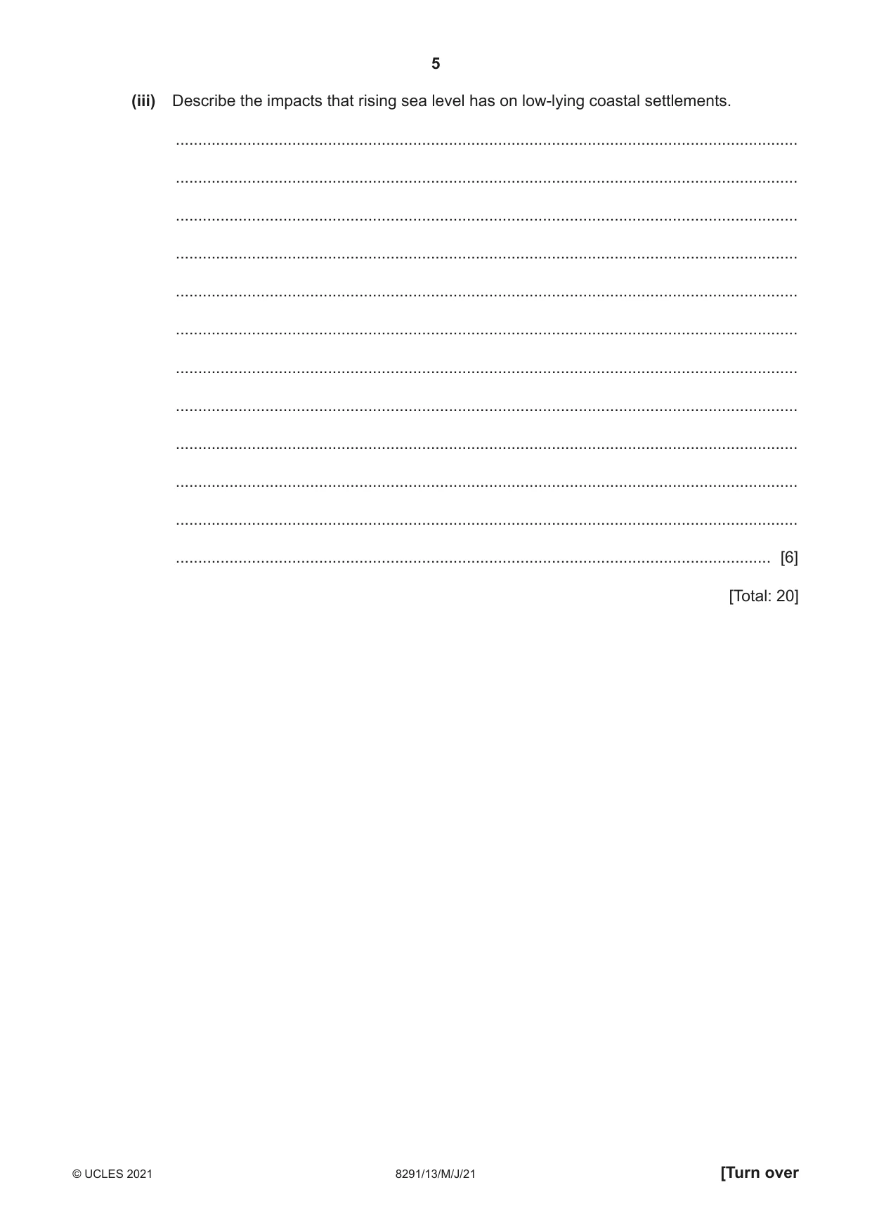 Cambridge A Level Environmental Management (AS only) 8291 2021 May/June Paper 1 · Variant 3 question paper, page 5 of 12