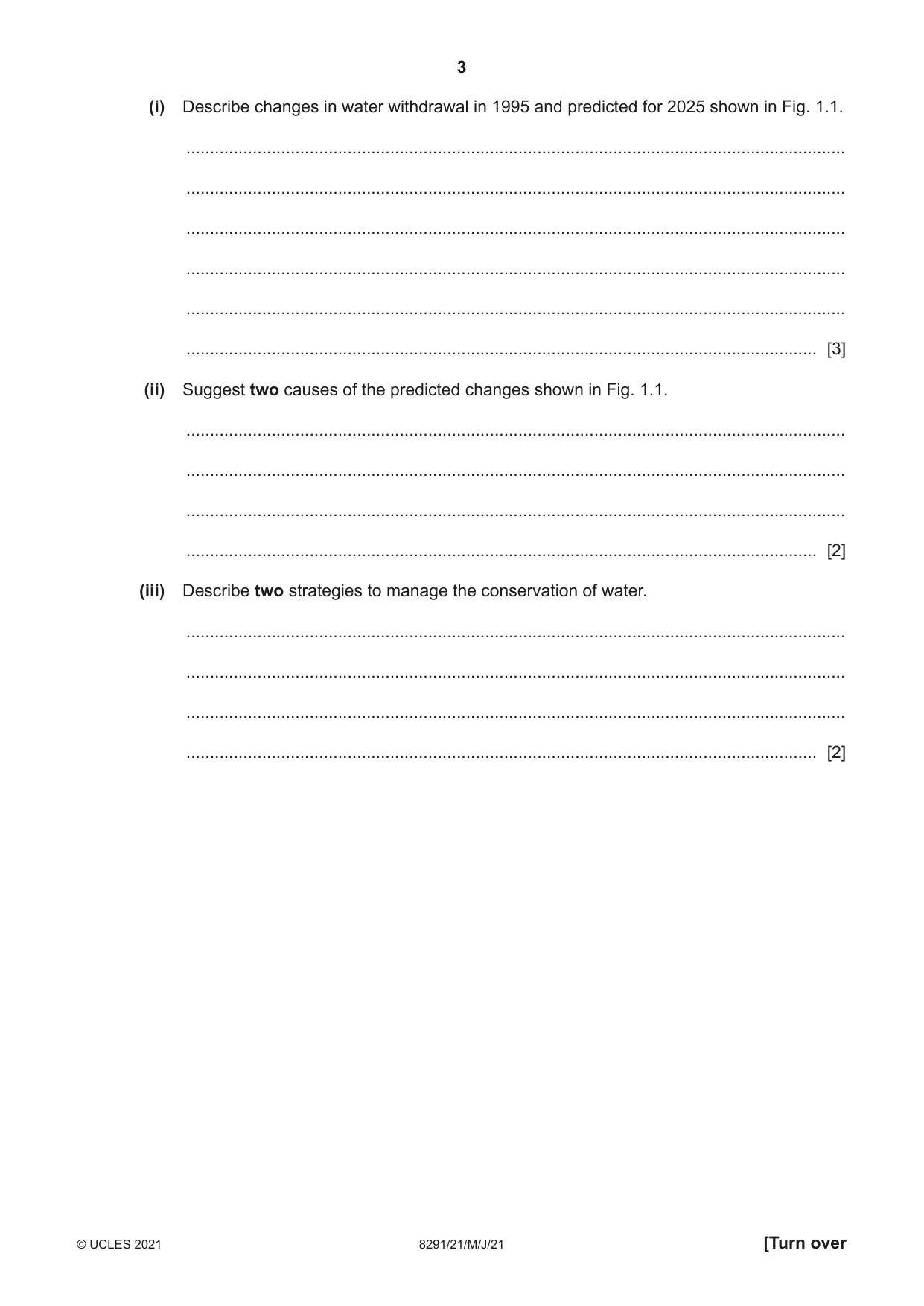 Cambridge A Level Environmental Management (AS only) 8291 2021 May/June Paper 2 · Variant 1 question paper, page 3 of 12