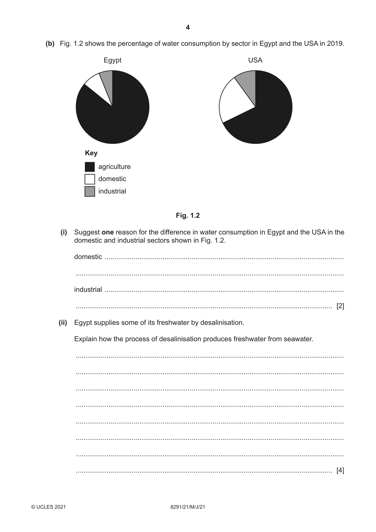 Cambridge A Level Environmental Management (AS only) 8291 2021 May/June Paper 2 · Variant 1 question paper, page 4 of 12