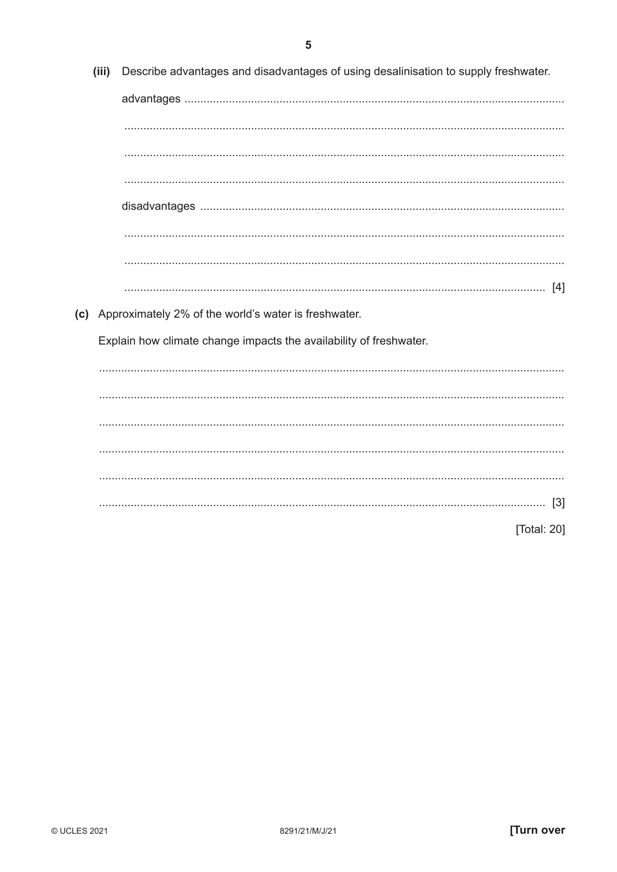 Cambridge A Level Environmental Management (AS only) 8291 2021 May/June Paper 2 · Variant 1 question paper, page 5 of 12