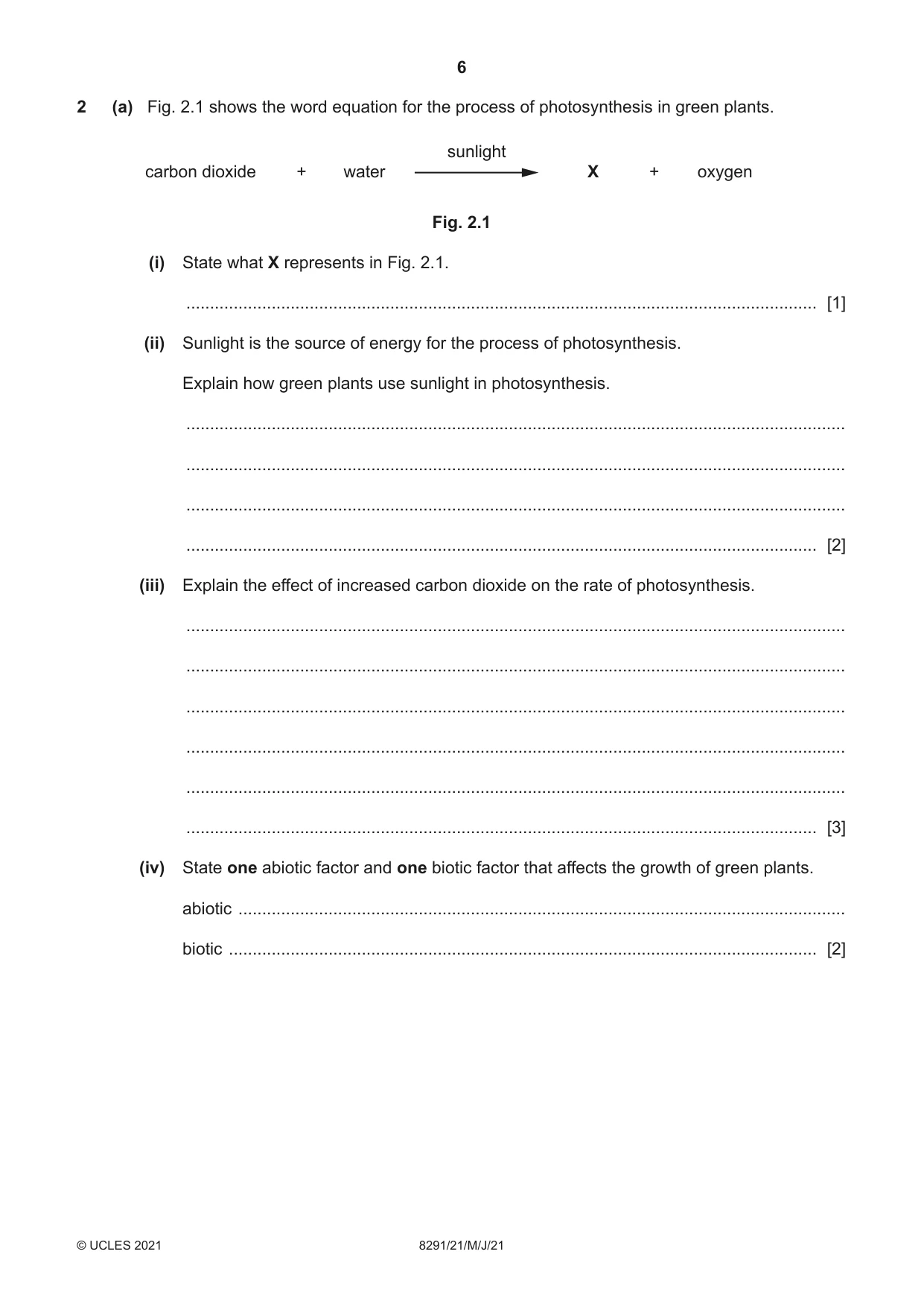 Cambridge A Level Environmental Management (AS only) 8291 2021 May/June Paper 2 · Variant 1 question paper, page 6 of 12