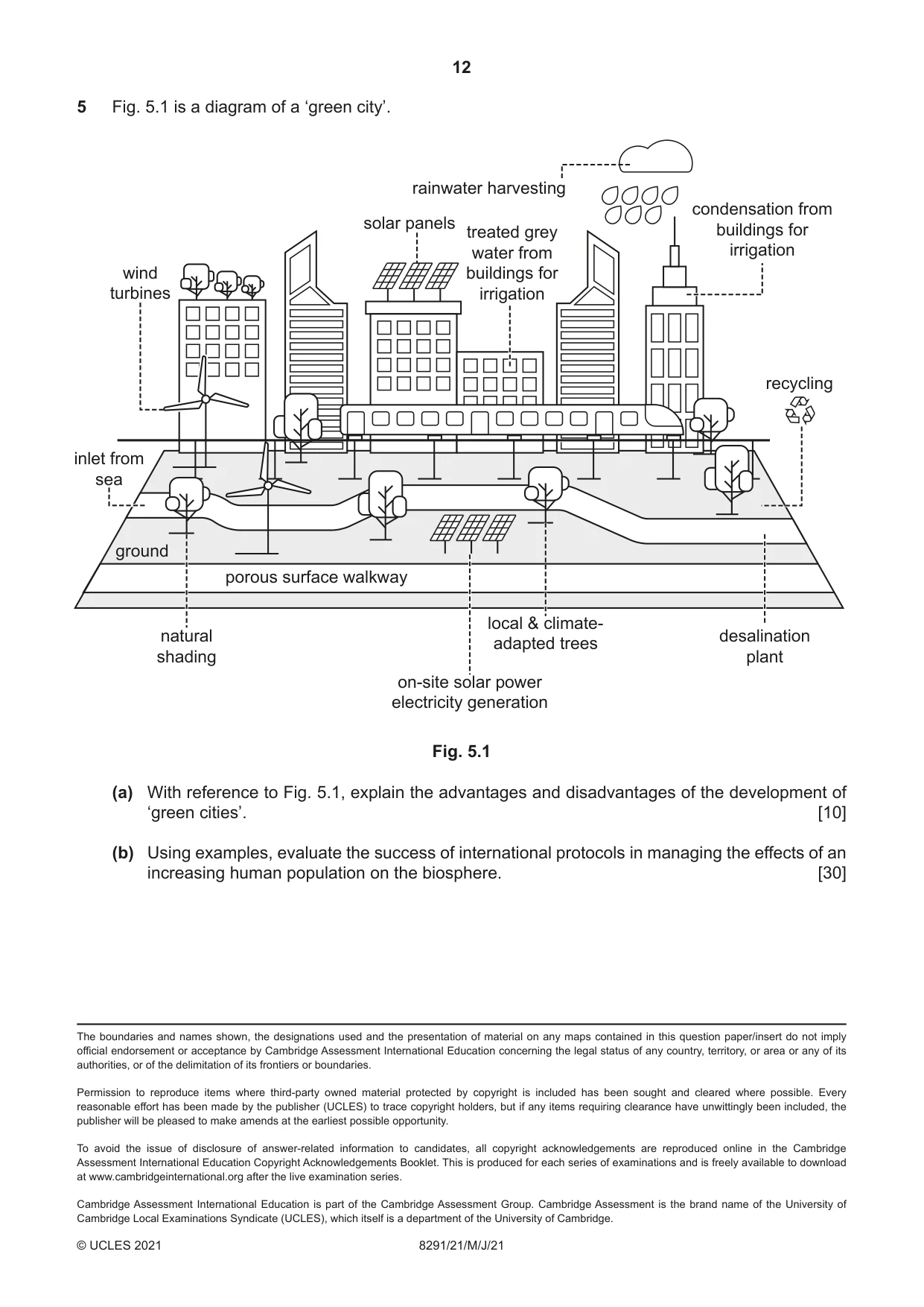 Cambridge A Level Environmental Management (AS only) 8291 2021 May/June Paper 2 · Variant 1 question paper, page 12 of 12