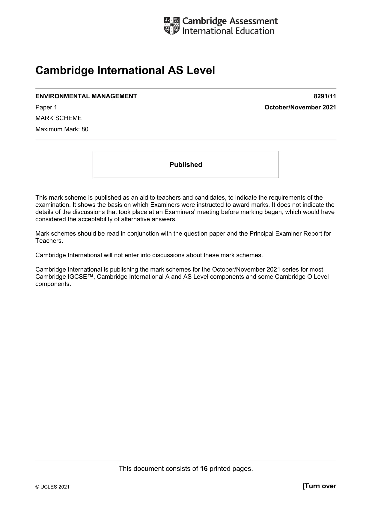 Mark scheme, page 1 of 16