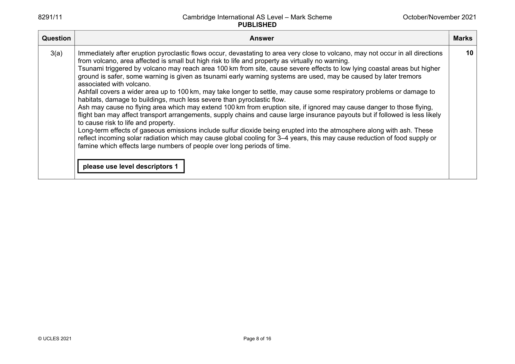 Mark scheme, page 8 of 16