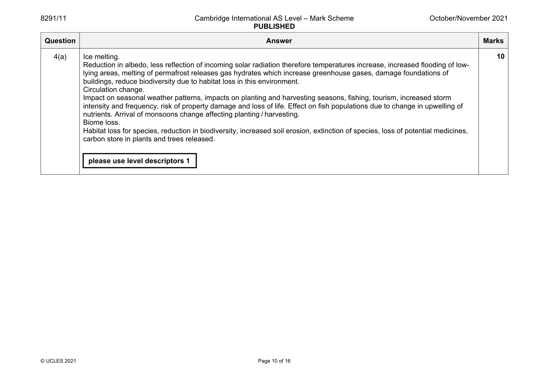 Mark scheme, page 10 of 16