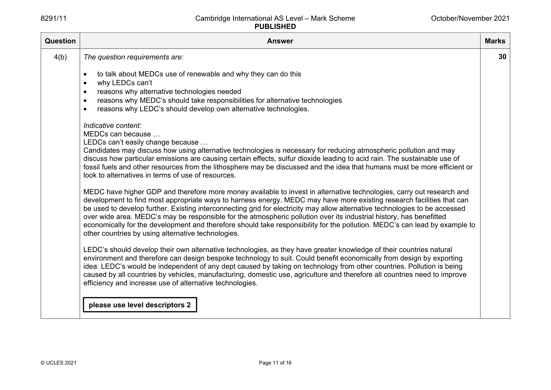 Mark scheme, page 11 of 16