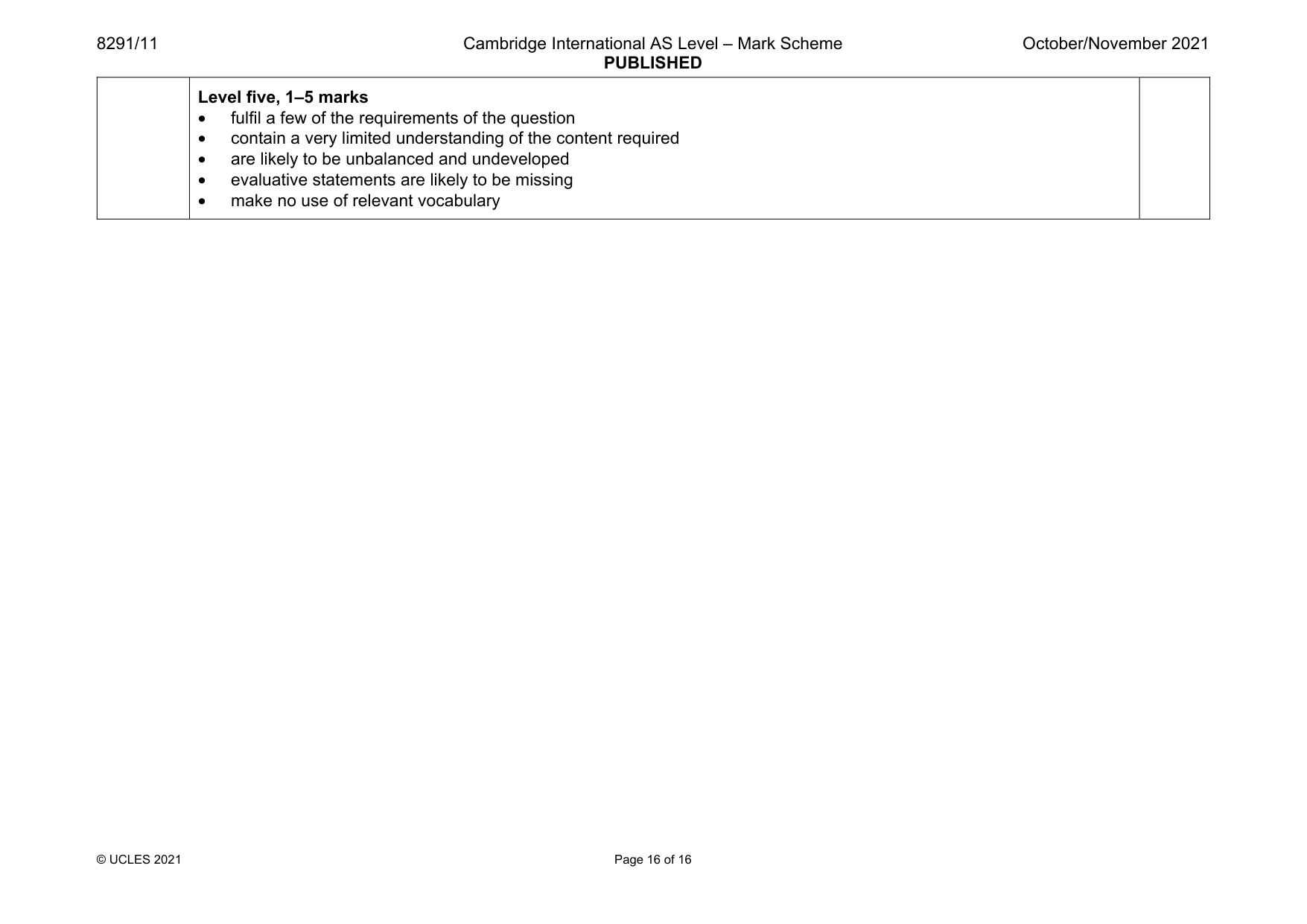 Mark scheme, page 16 of 16