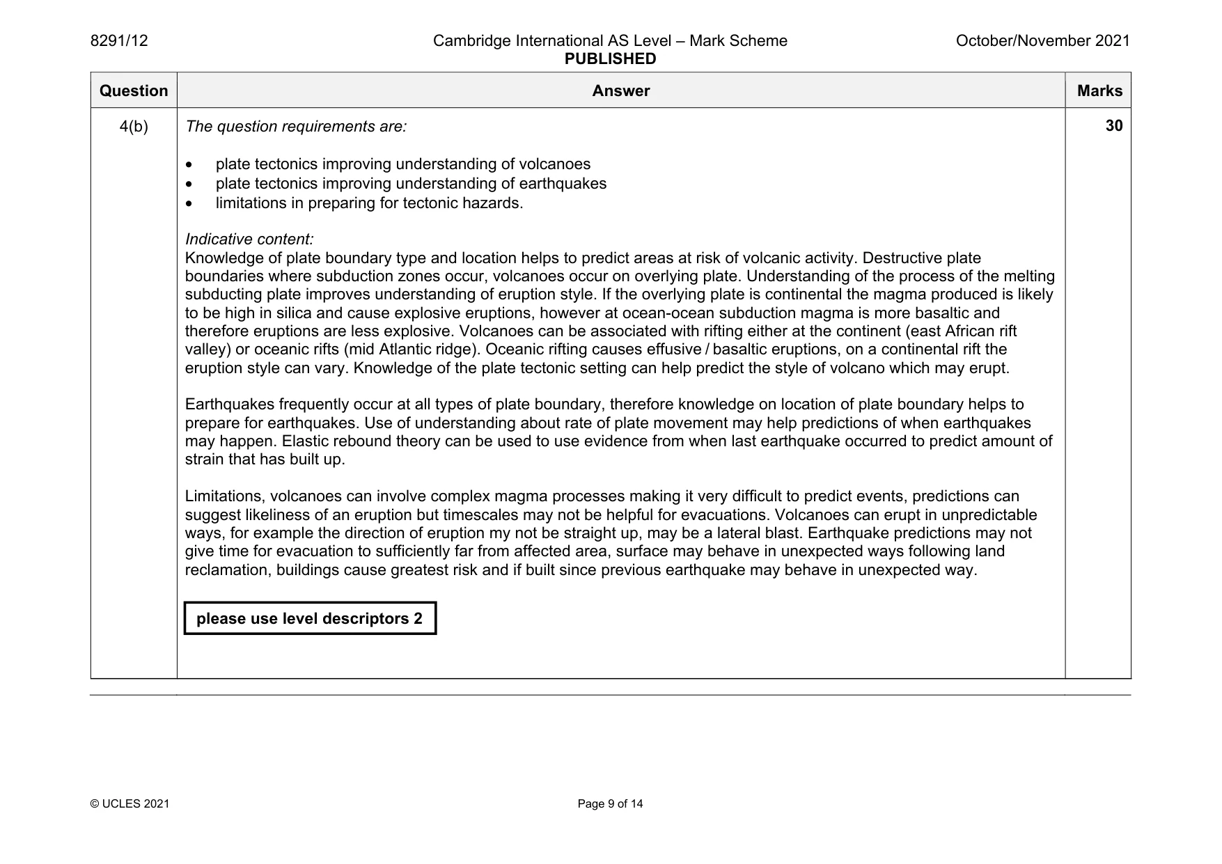 Mark scheme, page 9 of 14