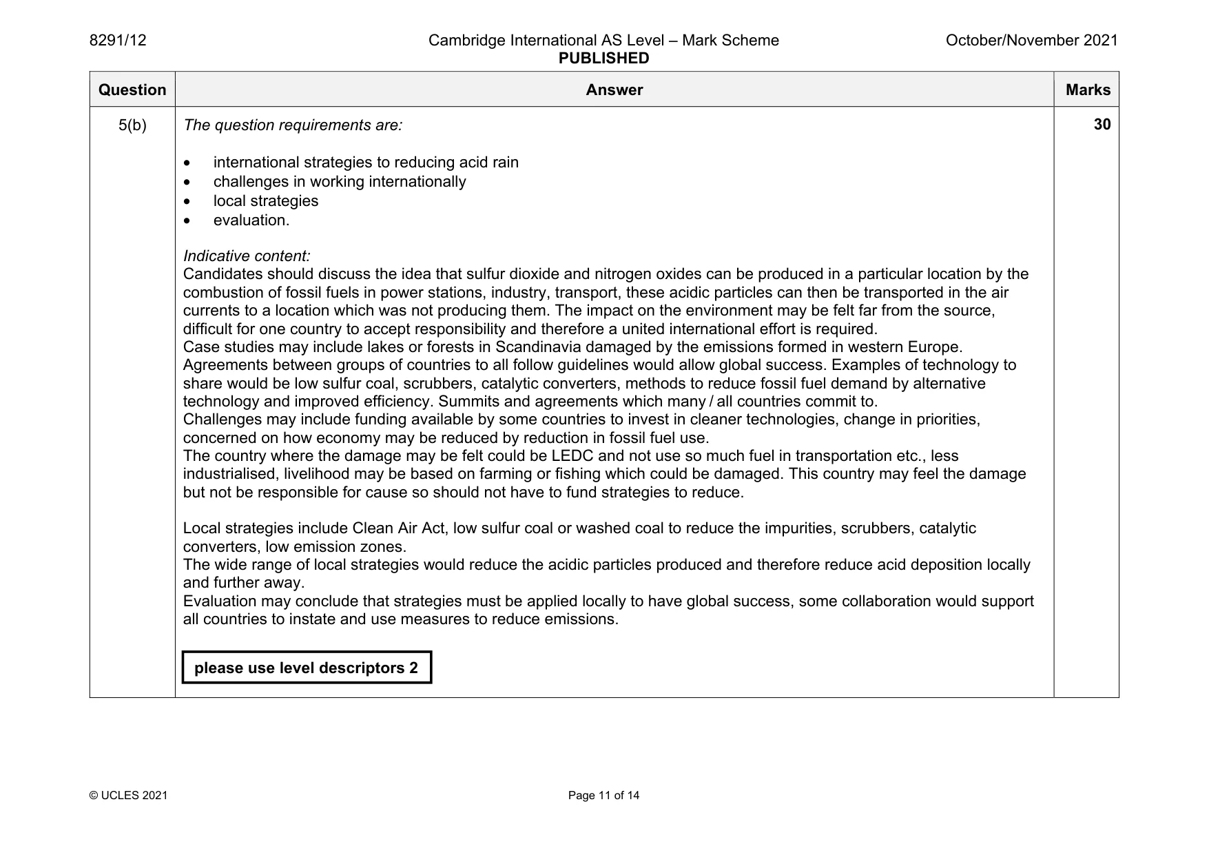 Mark scheme, page 11 of 14