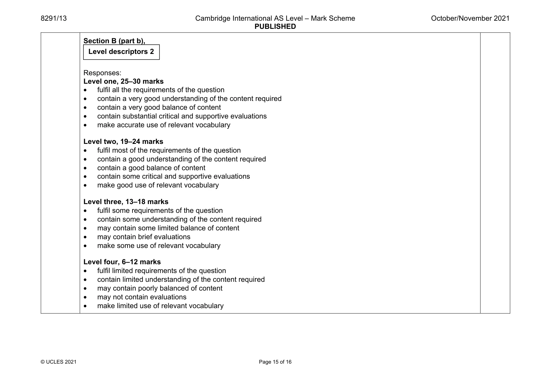 Mark scheme, page 15 of 16