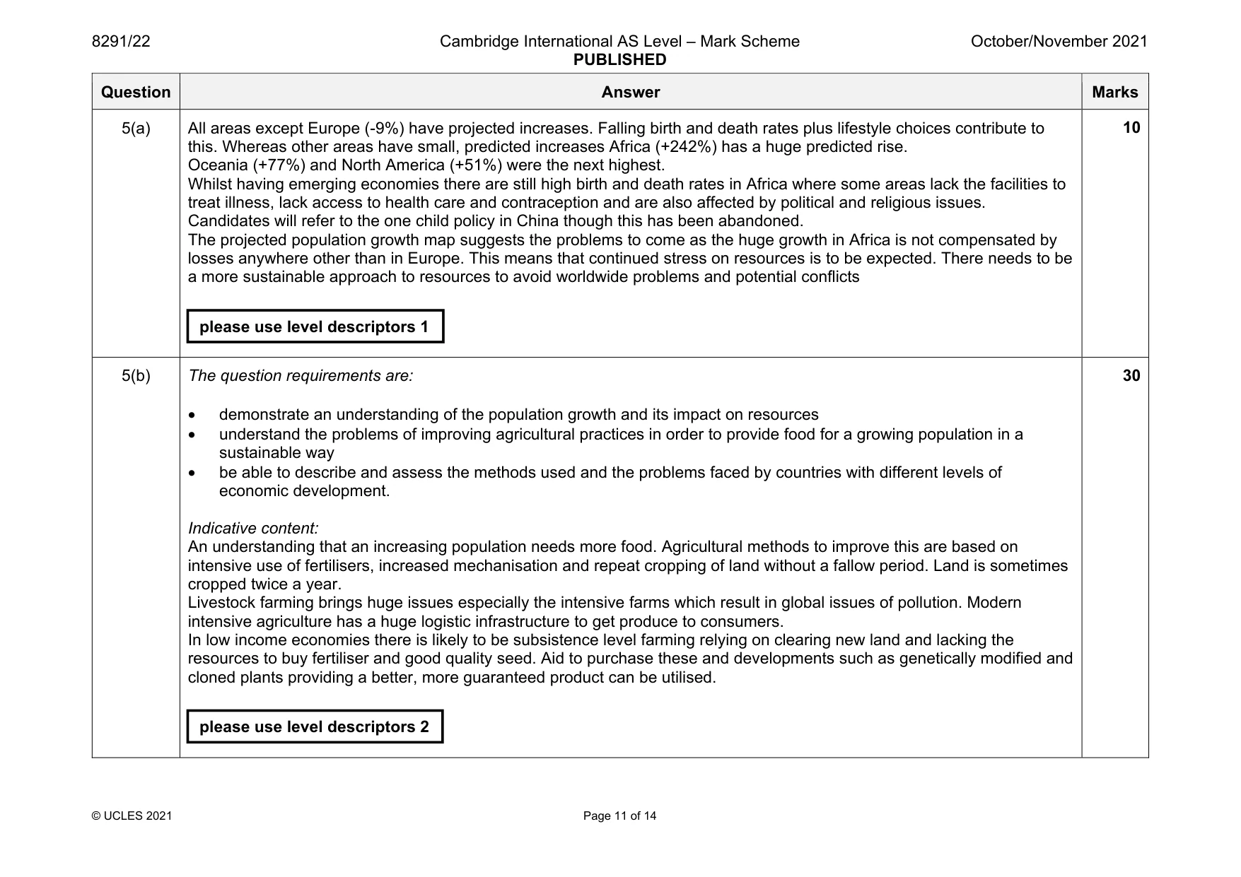 Mark scheme, page 11 of 14