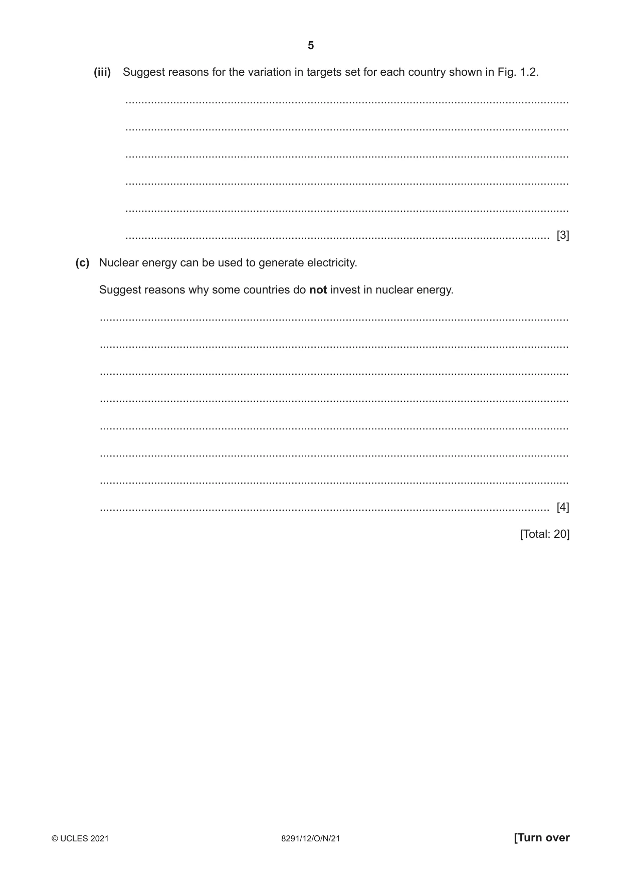Cambridge A Level Environmental Management (AS only) 8291 2021 Oct/Nov Paper 1 · Variant 2 question paper, page 5 of 12
