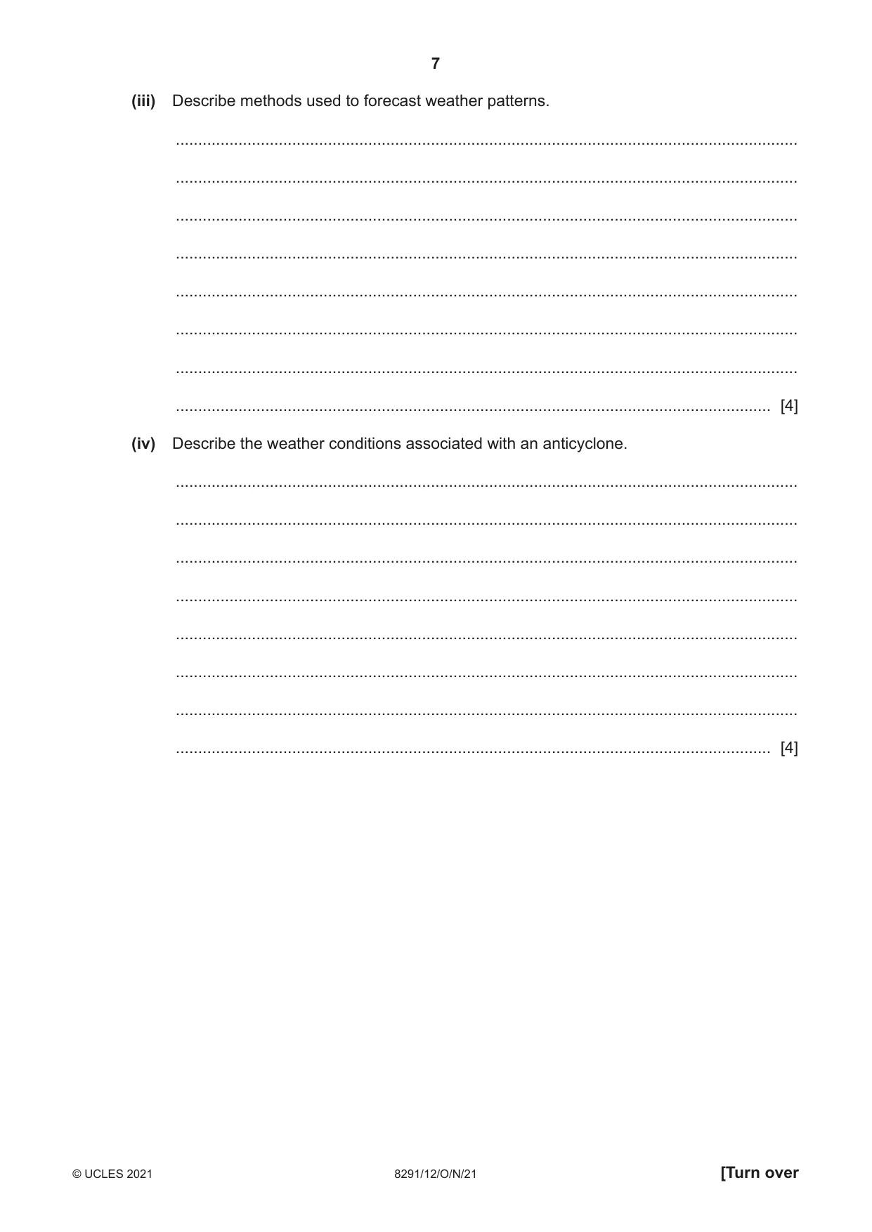 Cambridge A Level Environmental Management (AS only) 8291 2021 Oct/Nov Paper 1 · Variant 2 question paper, page 7 of 12