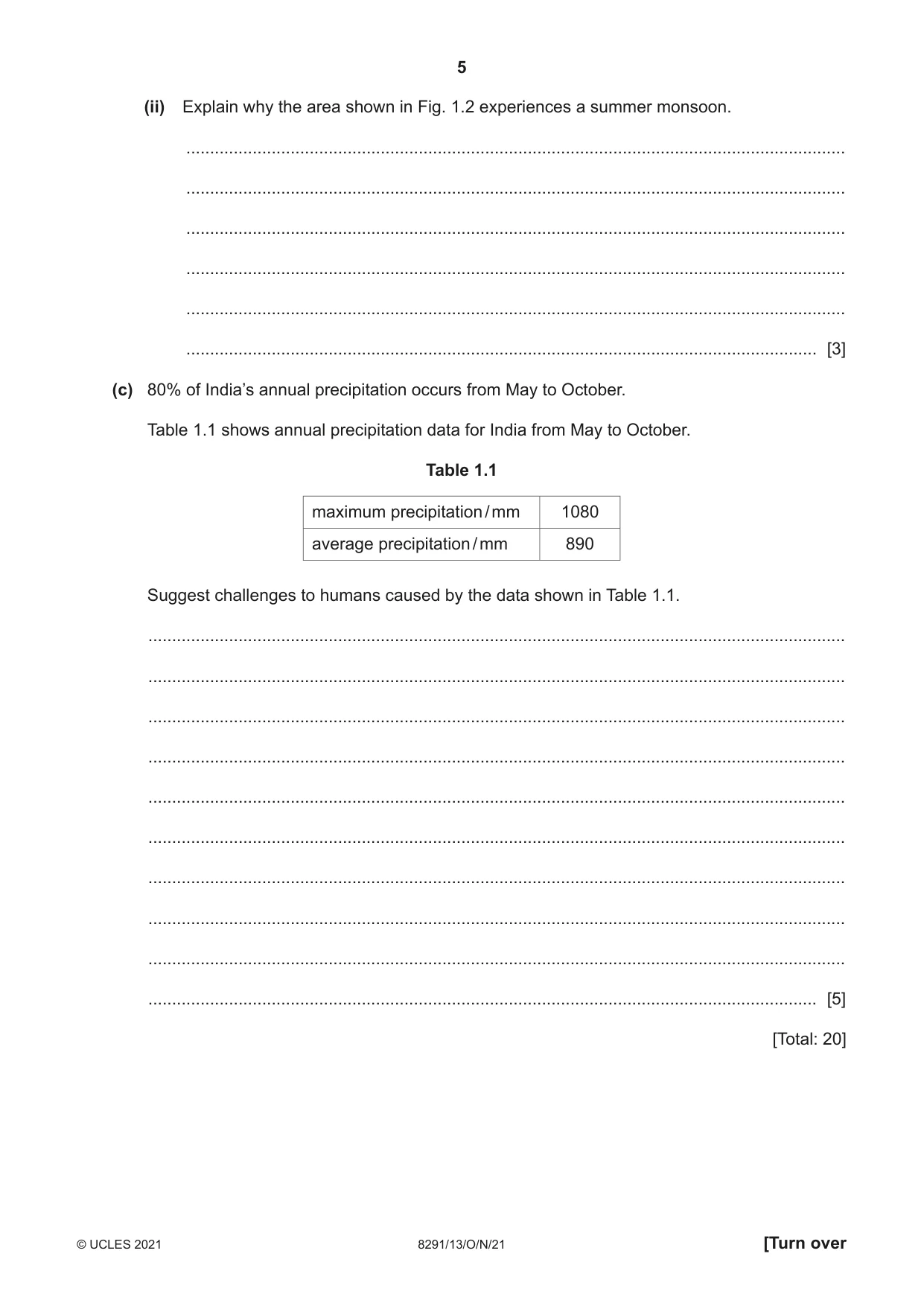 Cambridge A Level Environmental Management (AS only) 8291 2021 Oct/Nov Paper 1 · Variant 3 question paper, page 5 of 12