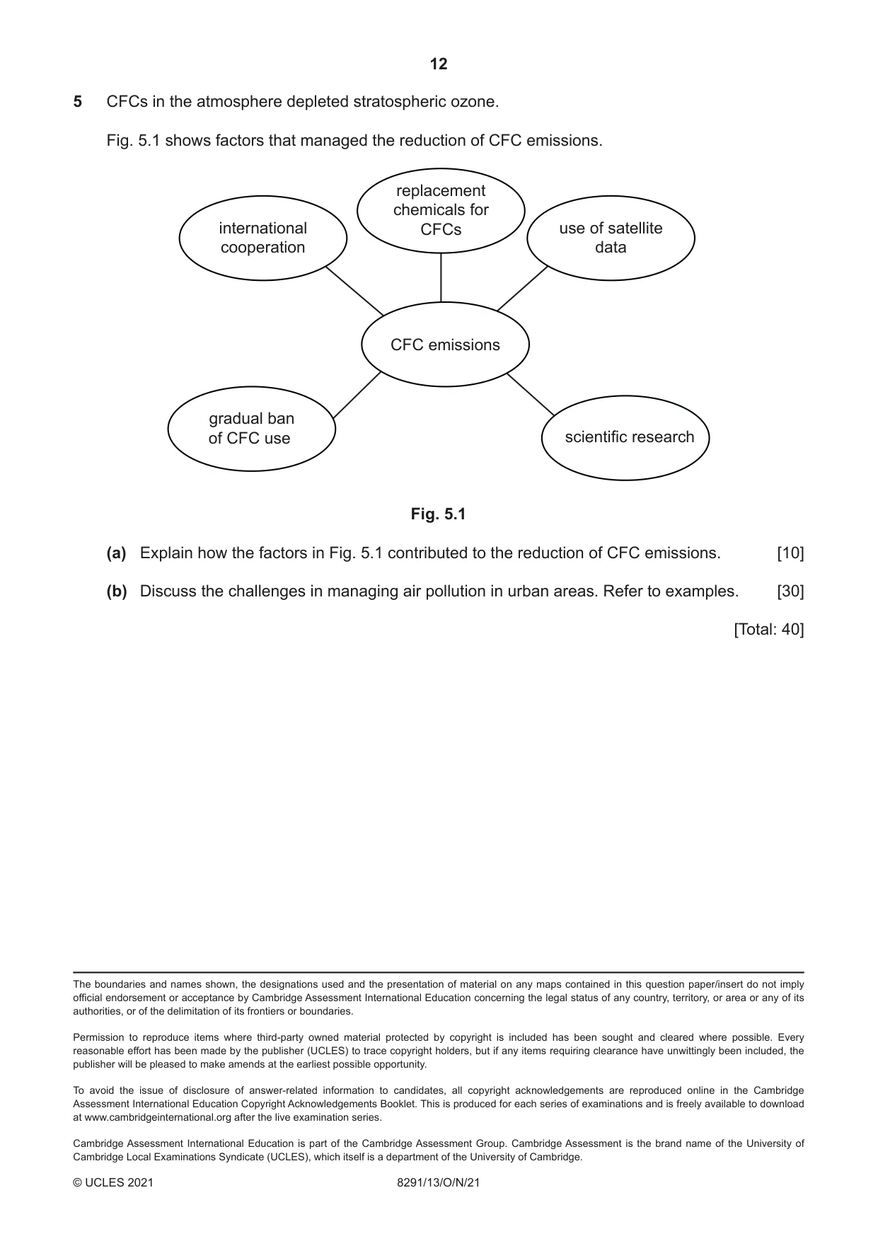 Cambridge A Level Environmental Management (AS only) 8291 2021 Oct/Nov Paper 1 · Variant 3 question paper, page 12 of 12