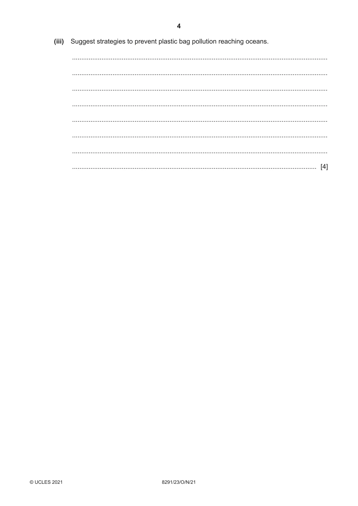 Cambridge A Level Environmental Management (AS only) 8291 2021 Oct/Nov Paper 2 · Variant 3 question paper, page 4 of 12