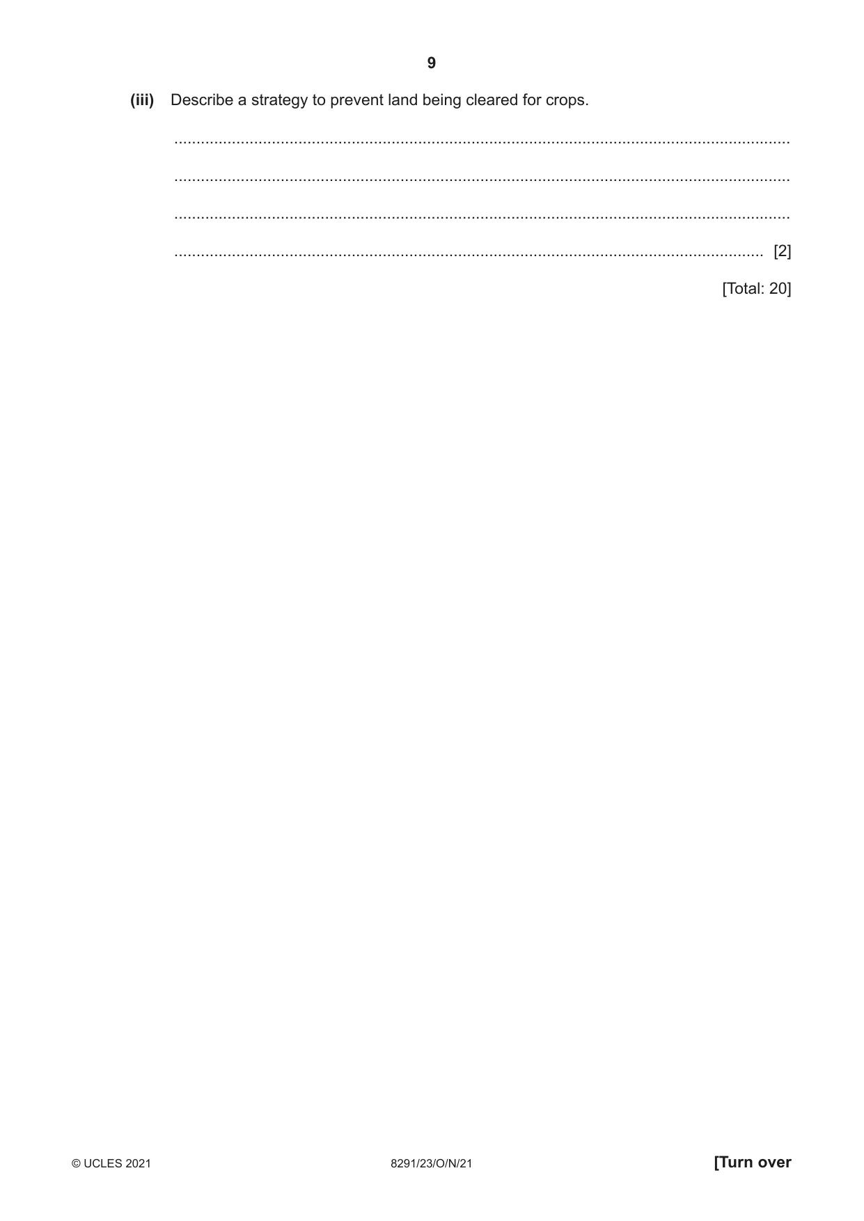 Cambridge A Level Environmental Management (AS only) 8291 2021 Oct/Nov Paper 2 · Variant 3 question paper, page 9 of 12