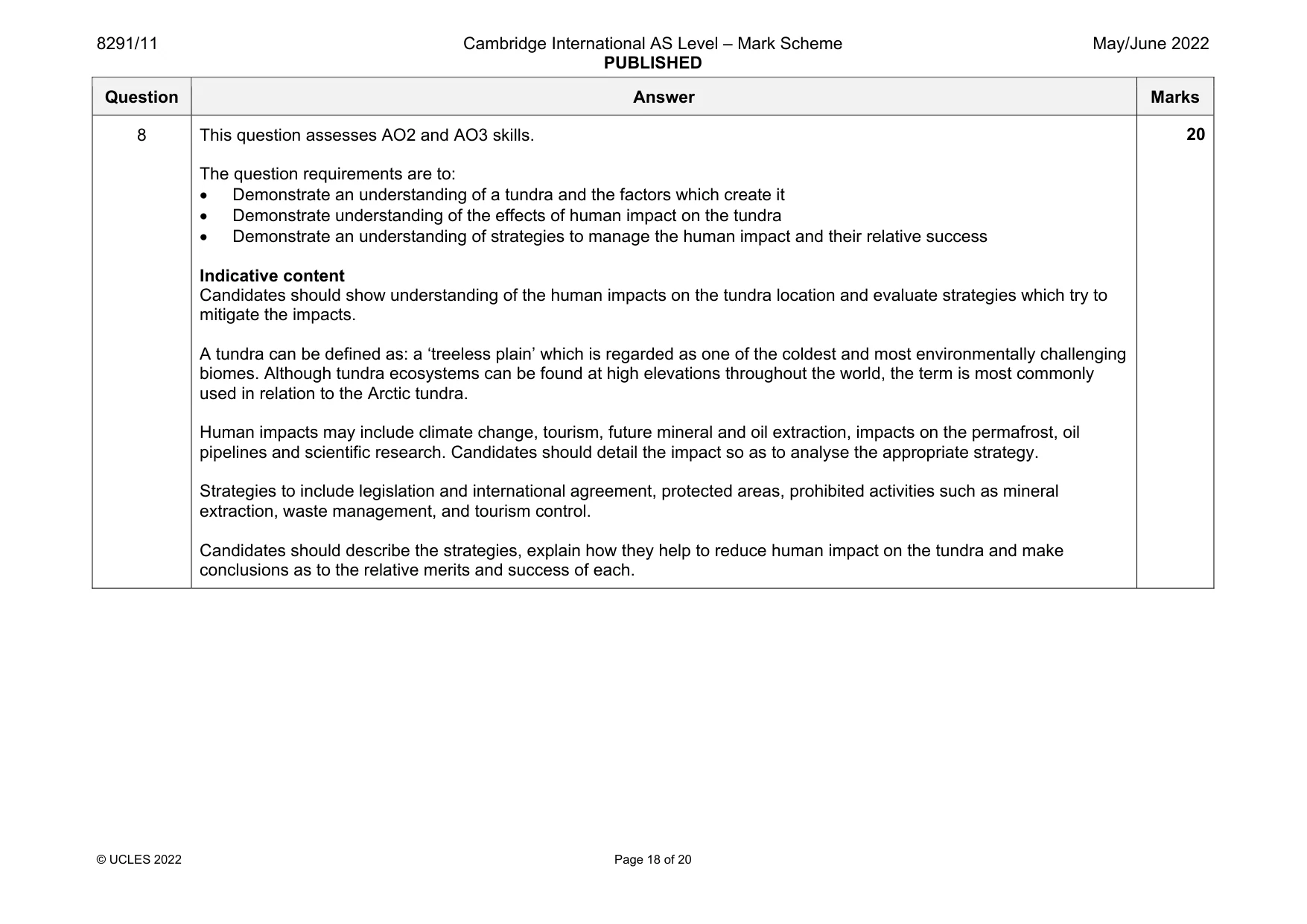 Mark scheme, page 18 of 20