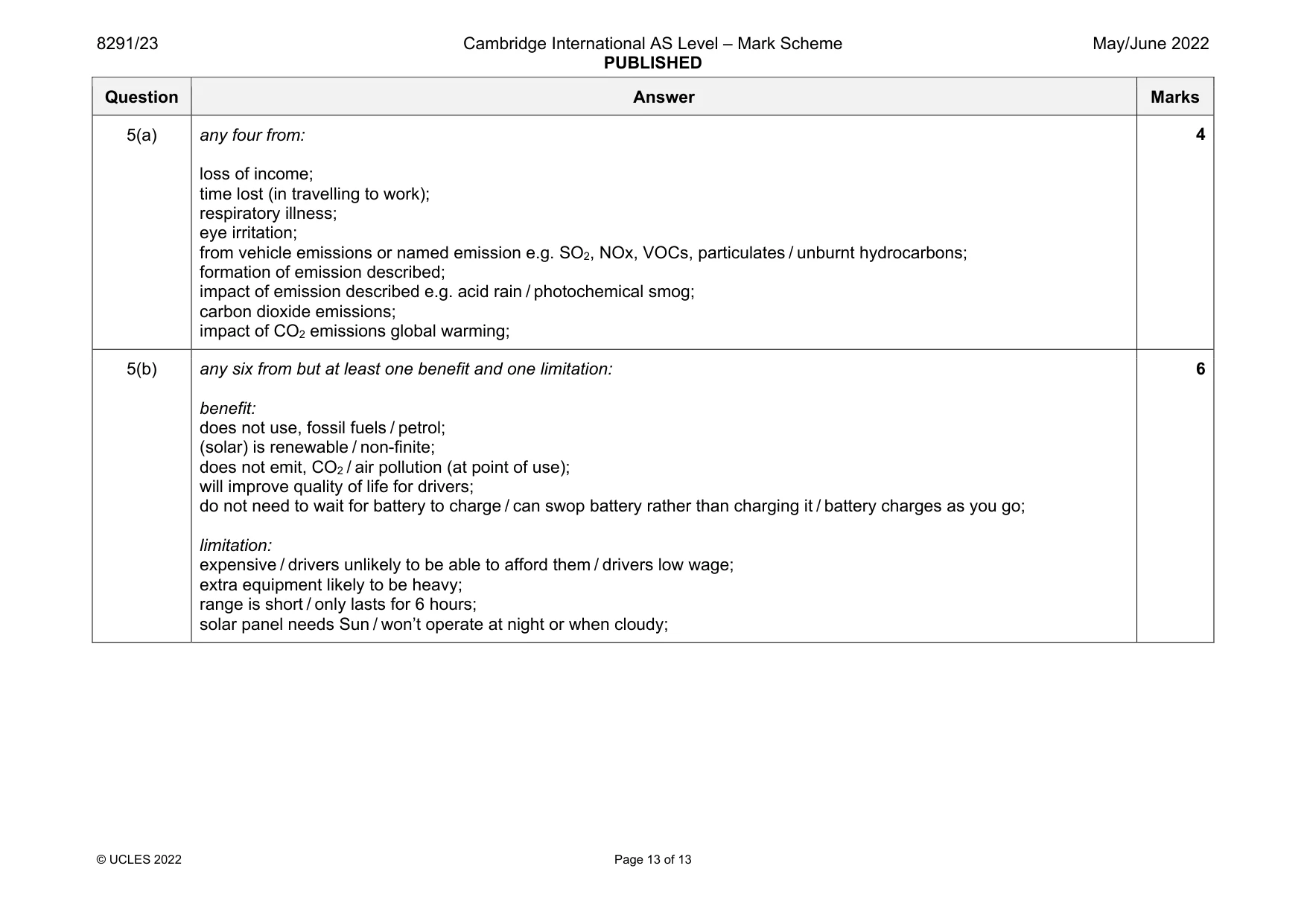 Mark scheme, page 13 of 13
