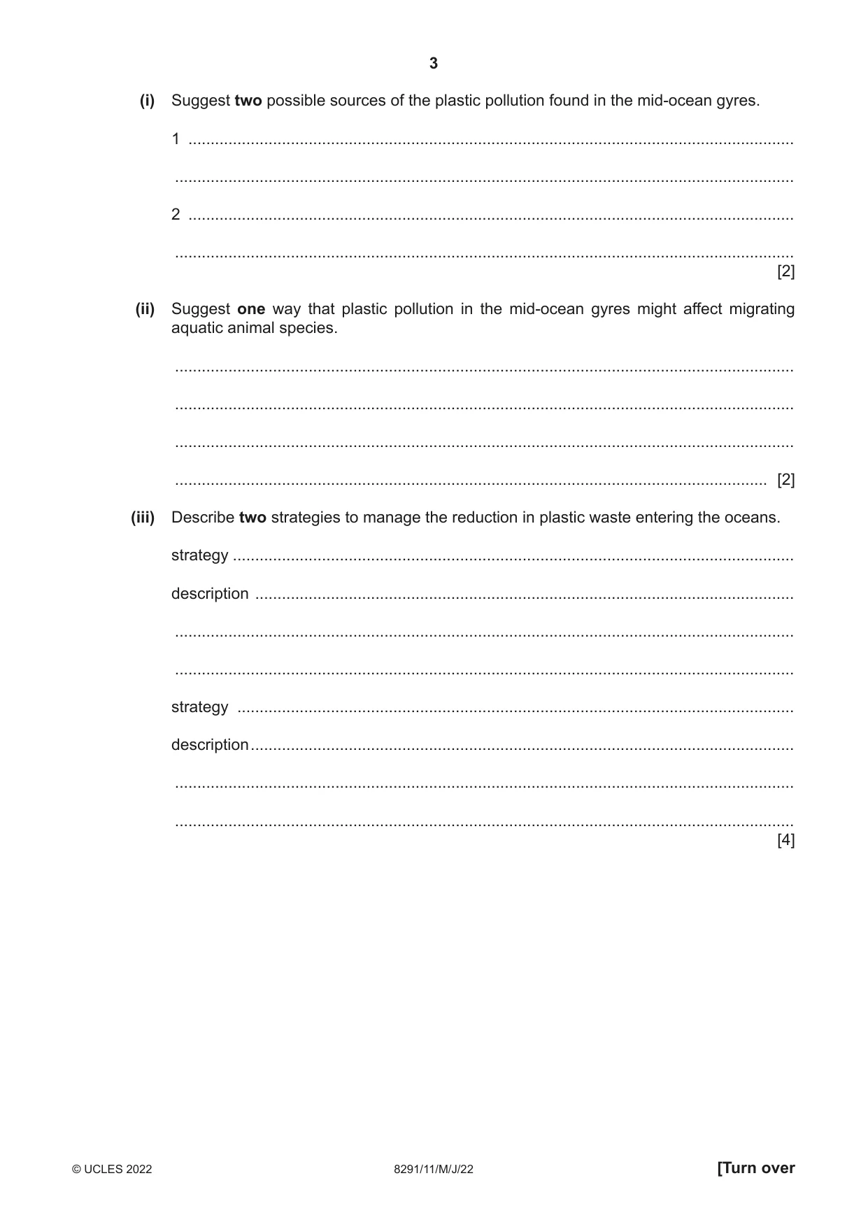 Cambridge A Level Environmental Management (AS only) 8291 2022 May/June Paper 1 · Variant 1 question paper, page 3 of 20