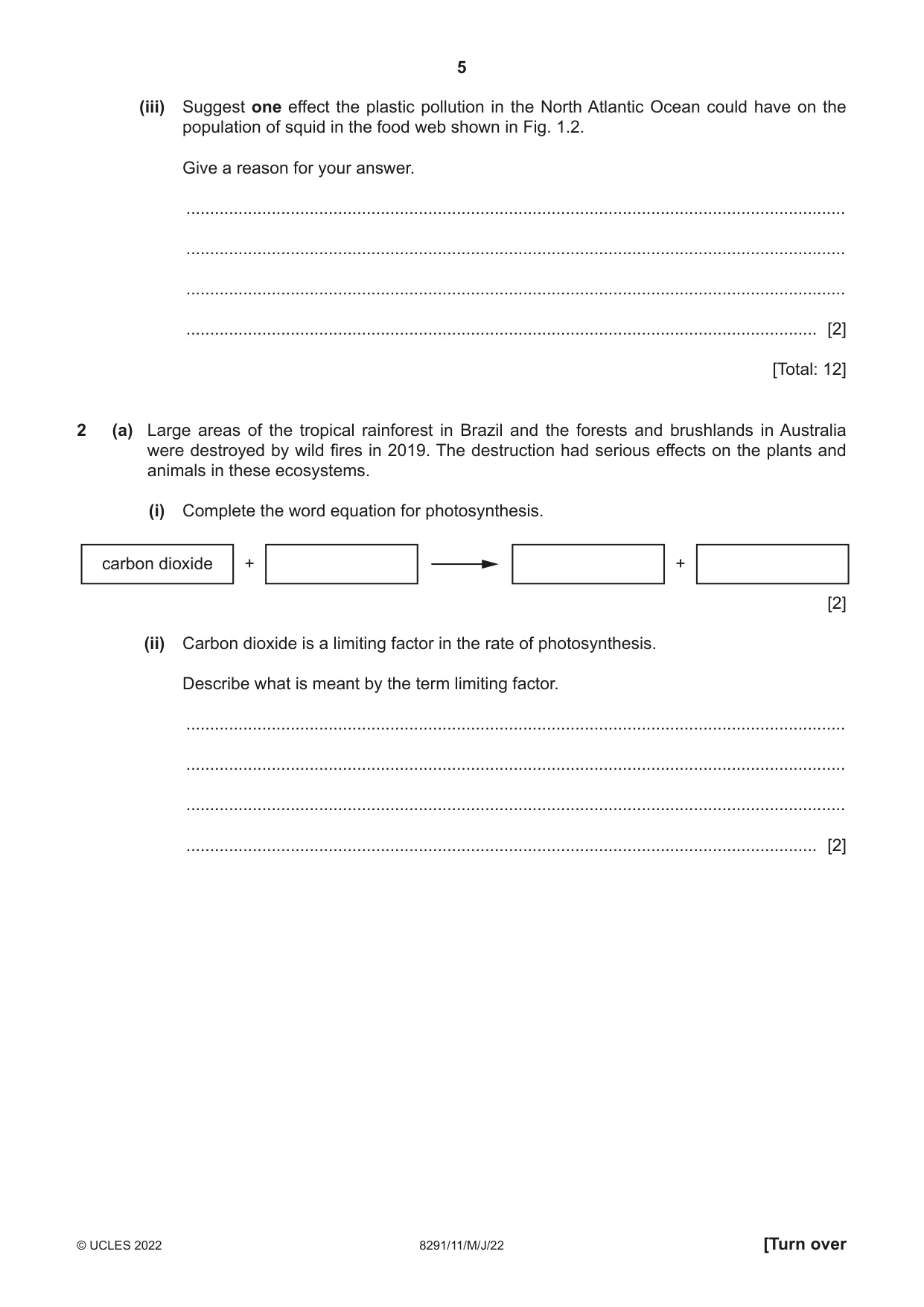 Cambridge A Level Environmental Management (AS only) 8291 2022 May/June Paper 1 · Variant 1 question paper, page 5 of 20