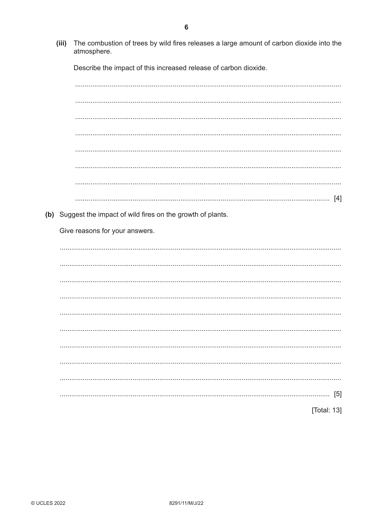 Cambridge A Level Environmental Management (AS only) 8291 2022 May/June Paper 1 · Variant 1 question paper, page 6 of 20