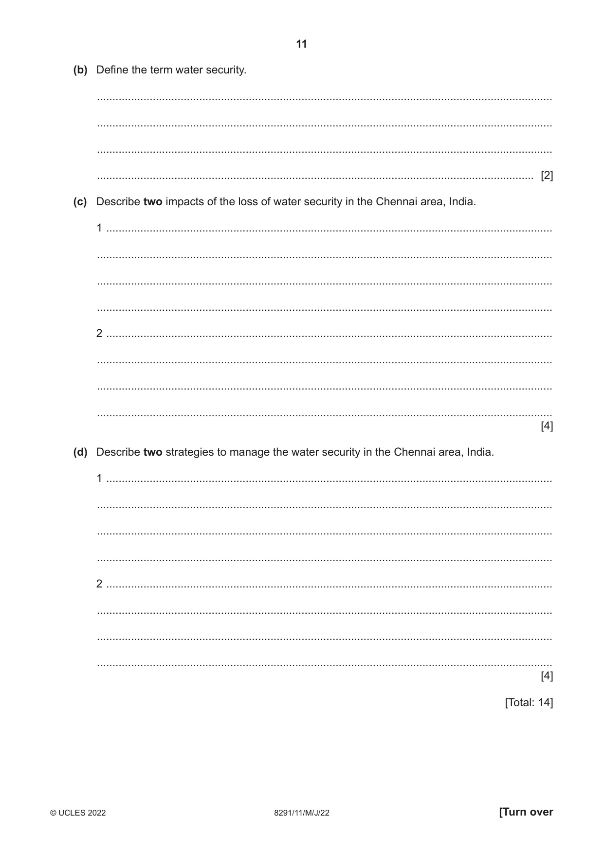 Cambridge A Level Environmental Management (AS only) 8291 2022 May/June Paper 1 · Variant 1 question paper, page 11 of 20