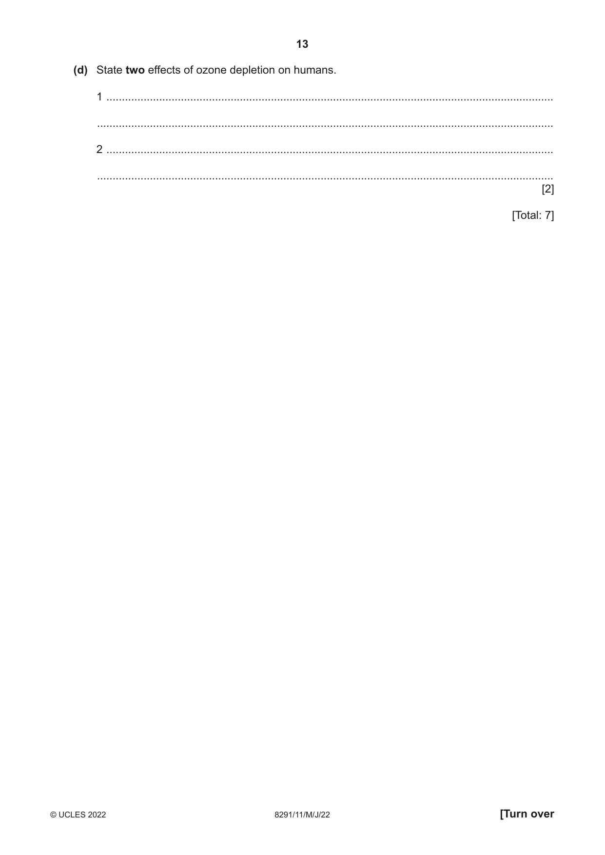 Cambridge A Level Environmental Management (AS only) 8291 2022 May/June Paper 1 · Variant 1 question paper, page 13 of 20